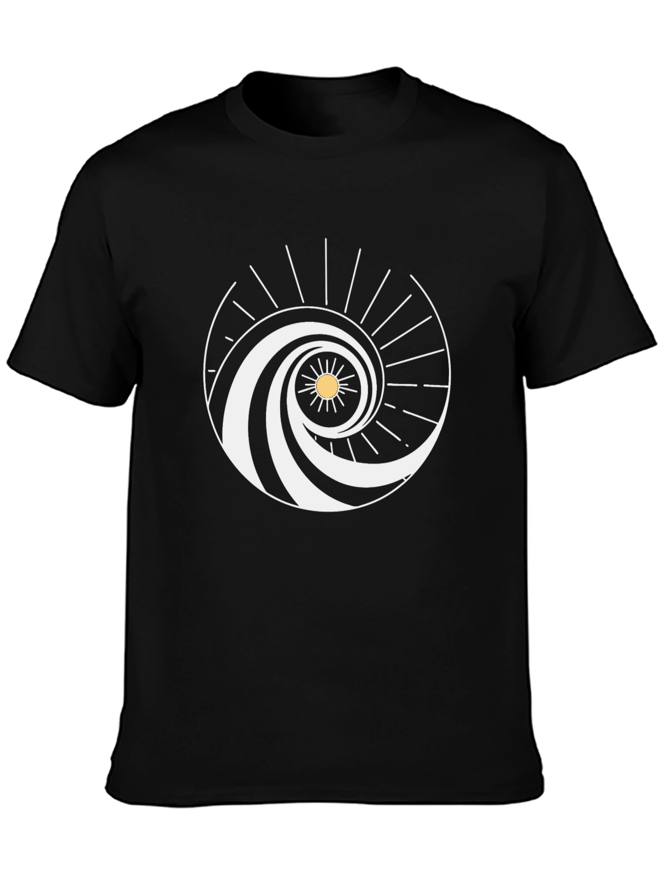 Spiral Wave Sun Graphic Tee - Black