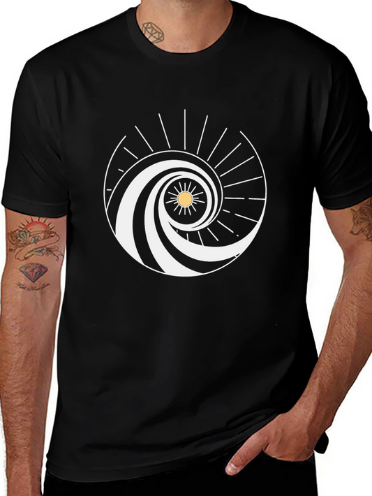 Spiral Wave Sun Graphic Tee - Black