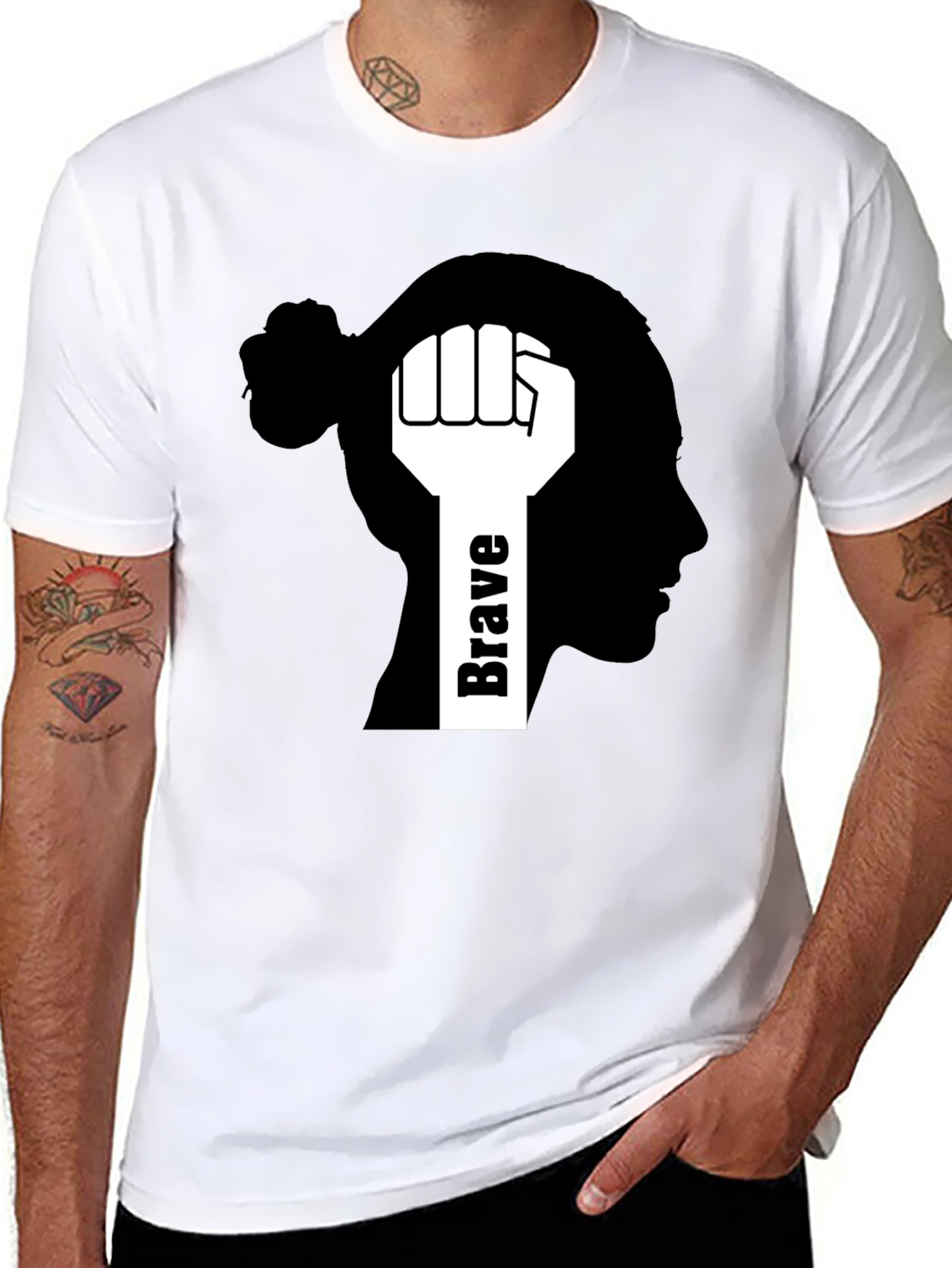 Brave Mindset Graphic Tee - Black Cotton T-Shirt