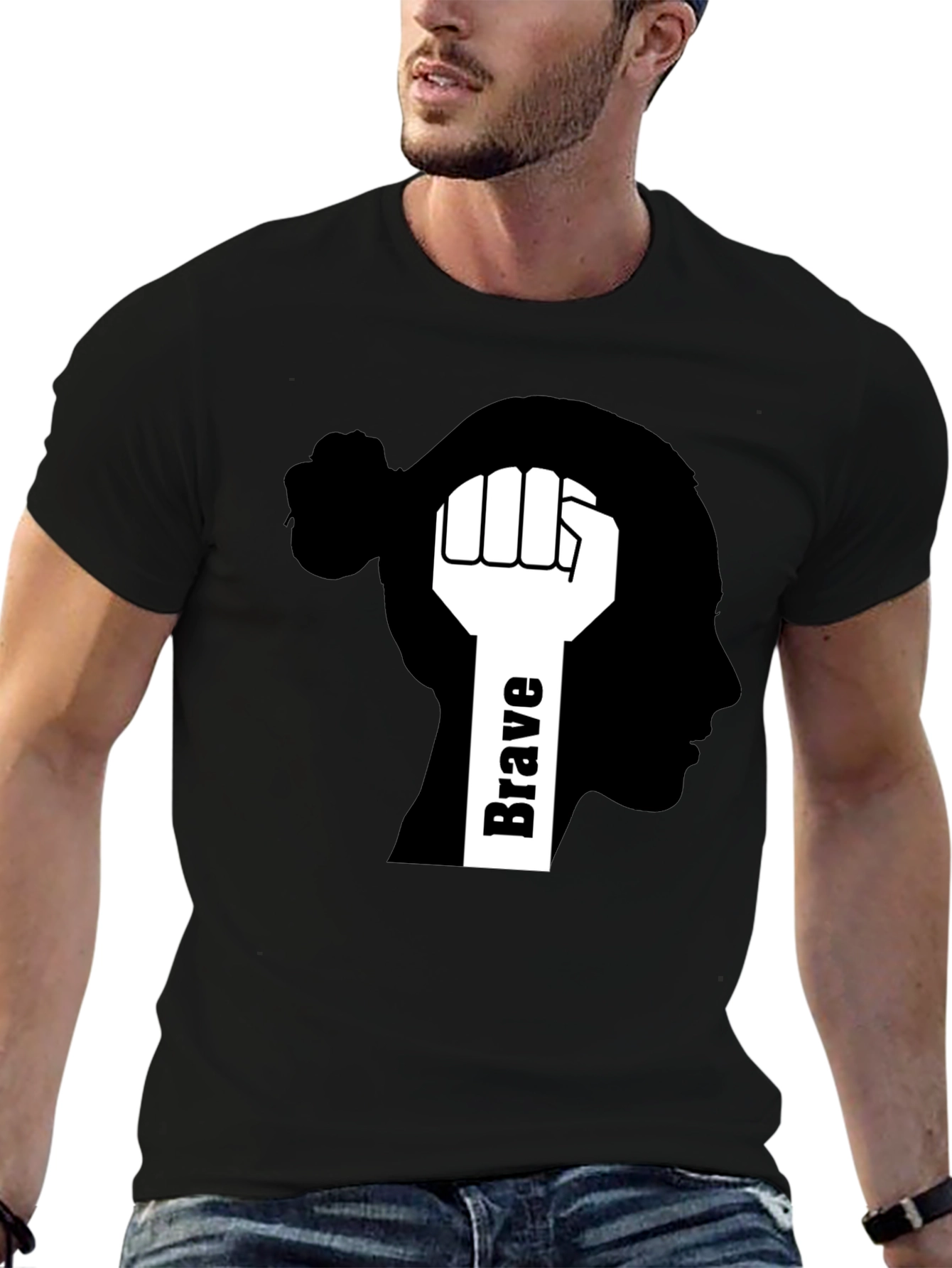 Brave Mindset Graphic Tee - Black Cotton T-Shirt