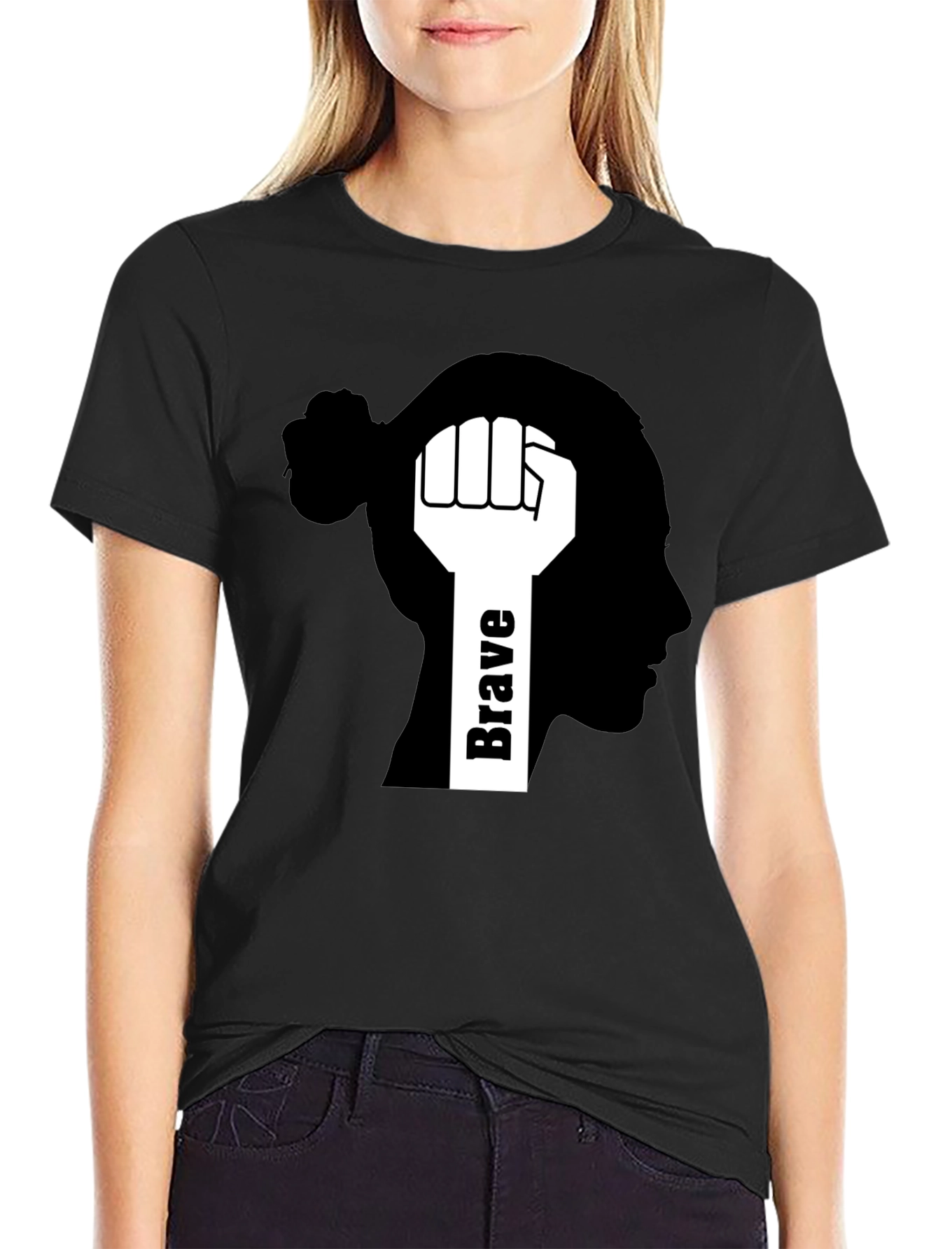 Brave Mindset Graphic Tee - Black Cotton T-Shirt