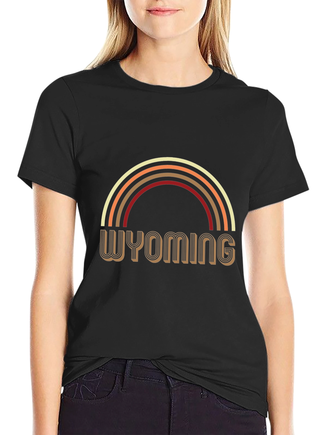 Wyoming Retro Rainbow Graphic Tee