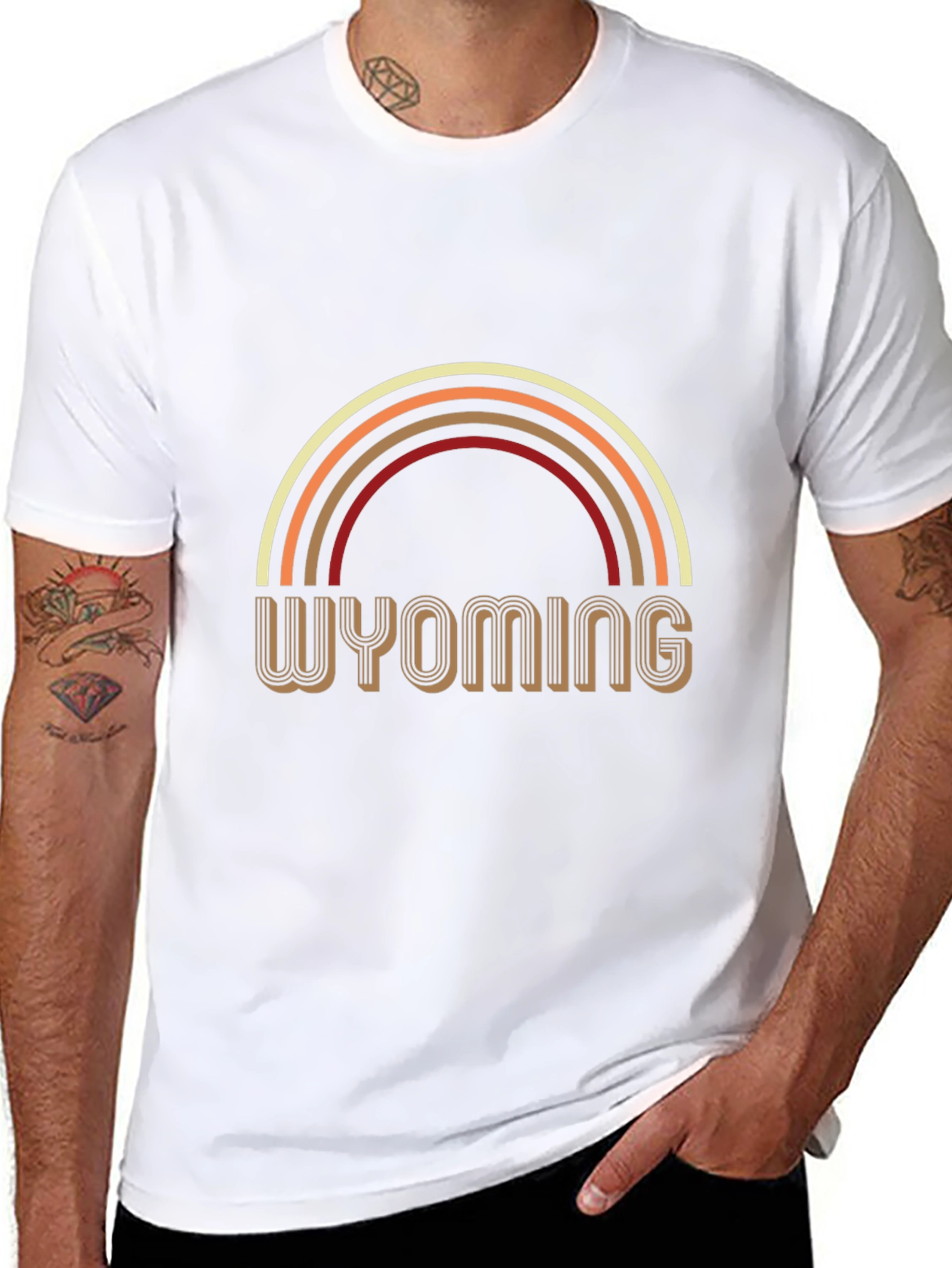 Wyoming Retro Rainbow Graphic Tee