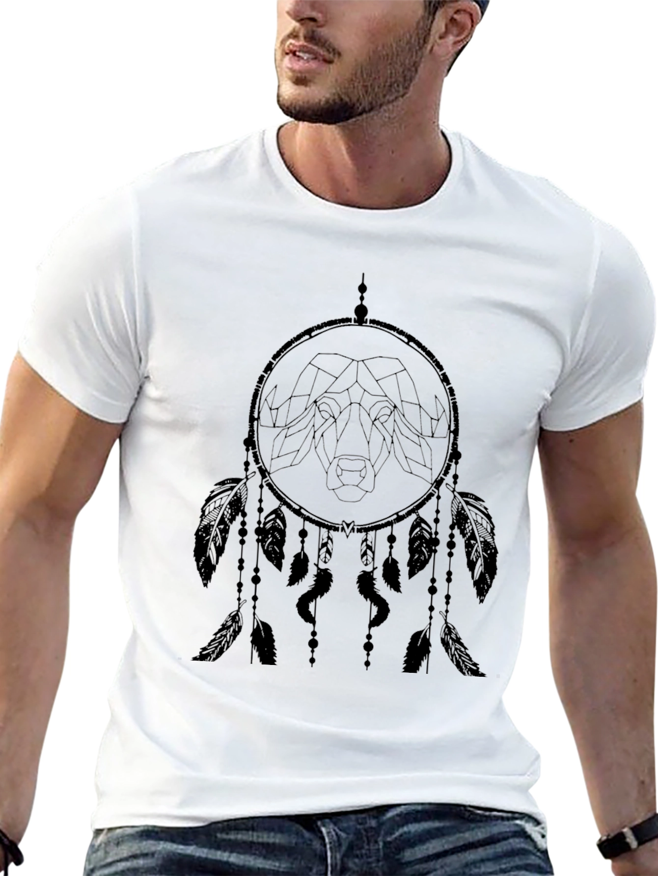 Geometric Buffalo Dreamcatcher Black T-Shirt