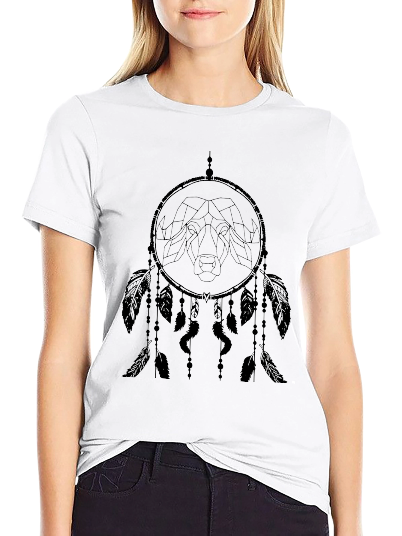 Geometric Buffalo Dreamcatcher Black T-Shirt