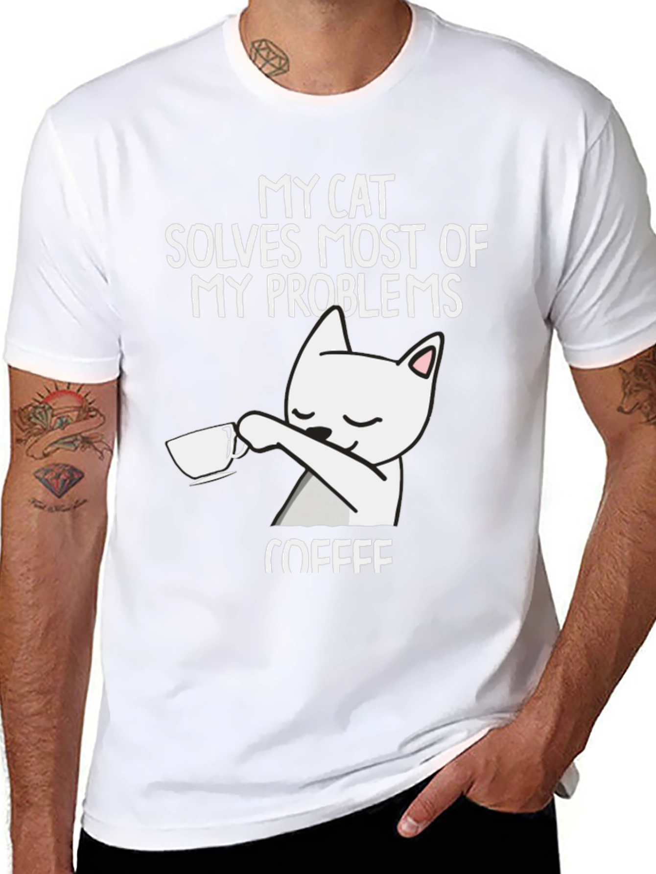 Cat Solves Problems Coffee T-Shirt