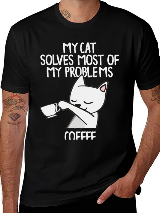 Cat Solves Problems Coffee T-Shirt