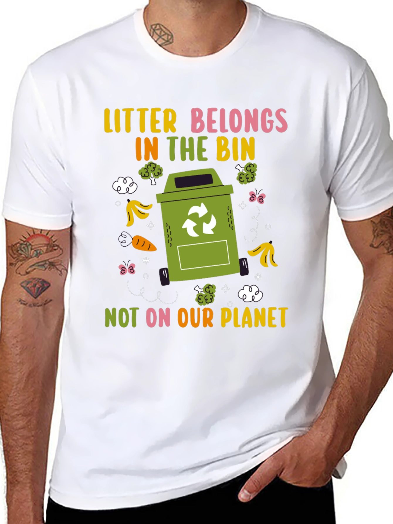 Eco-Friendly Litter Belongs in the Bin Graphic T-Shirt