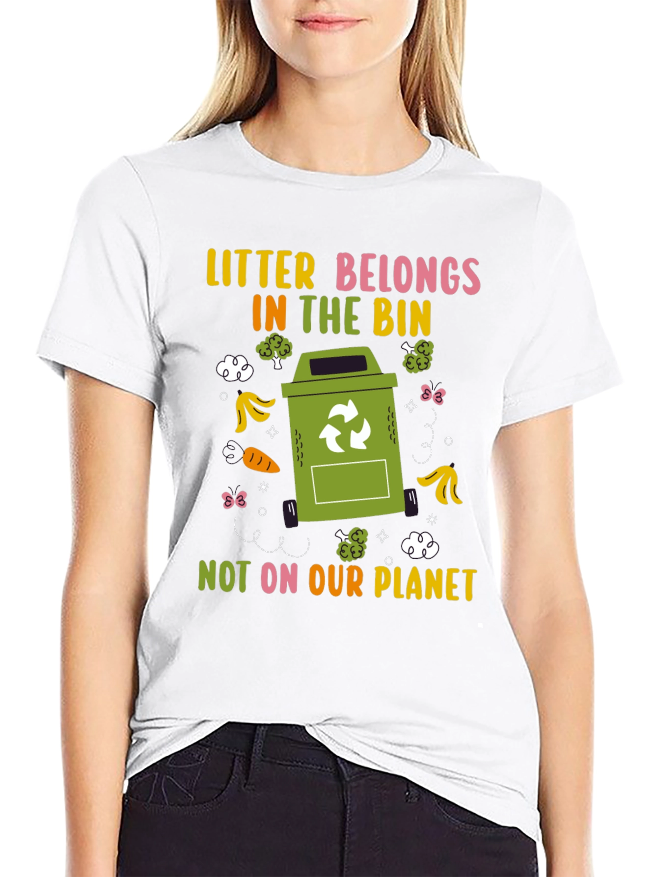 Eco-Friendly Litter Belongs in the Bin Graphic T-Shirt