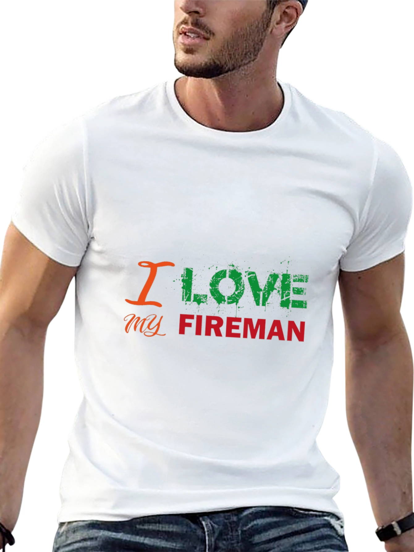 I Love My Fireman T-Shirt - Black Graphic Tee