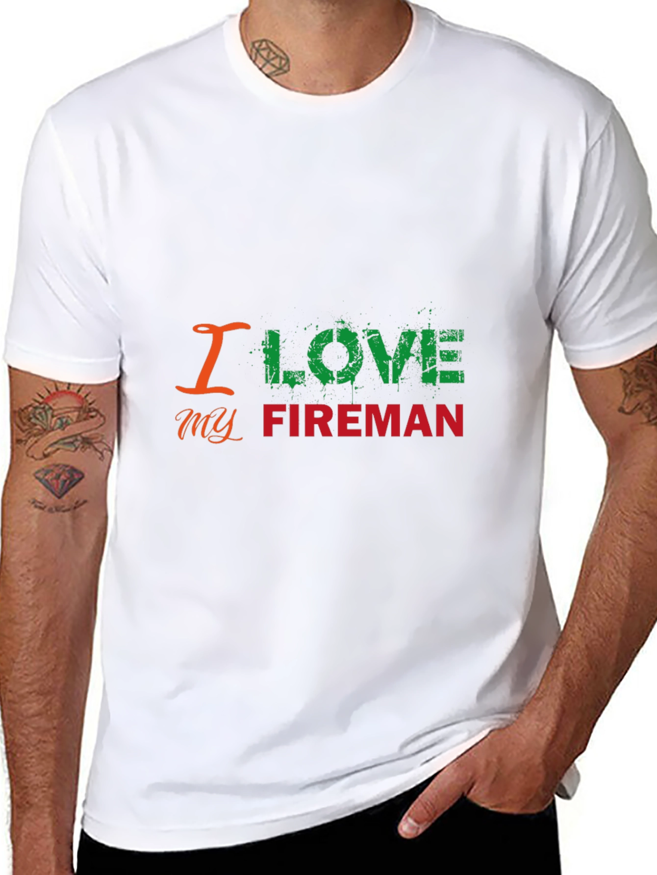 I Love My Fireman T-Shirt - Black Graphic Tee