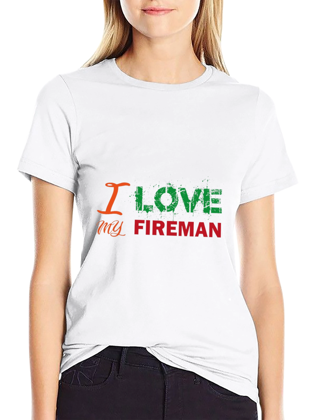 I Love My Fireman T-Shirt - Black Graphic Tee