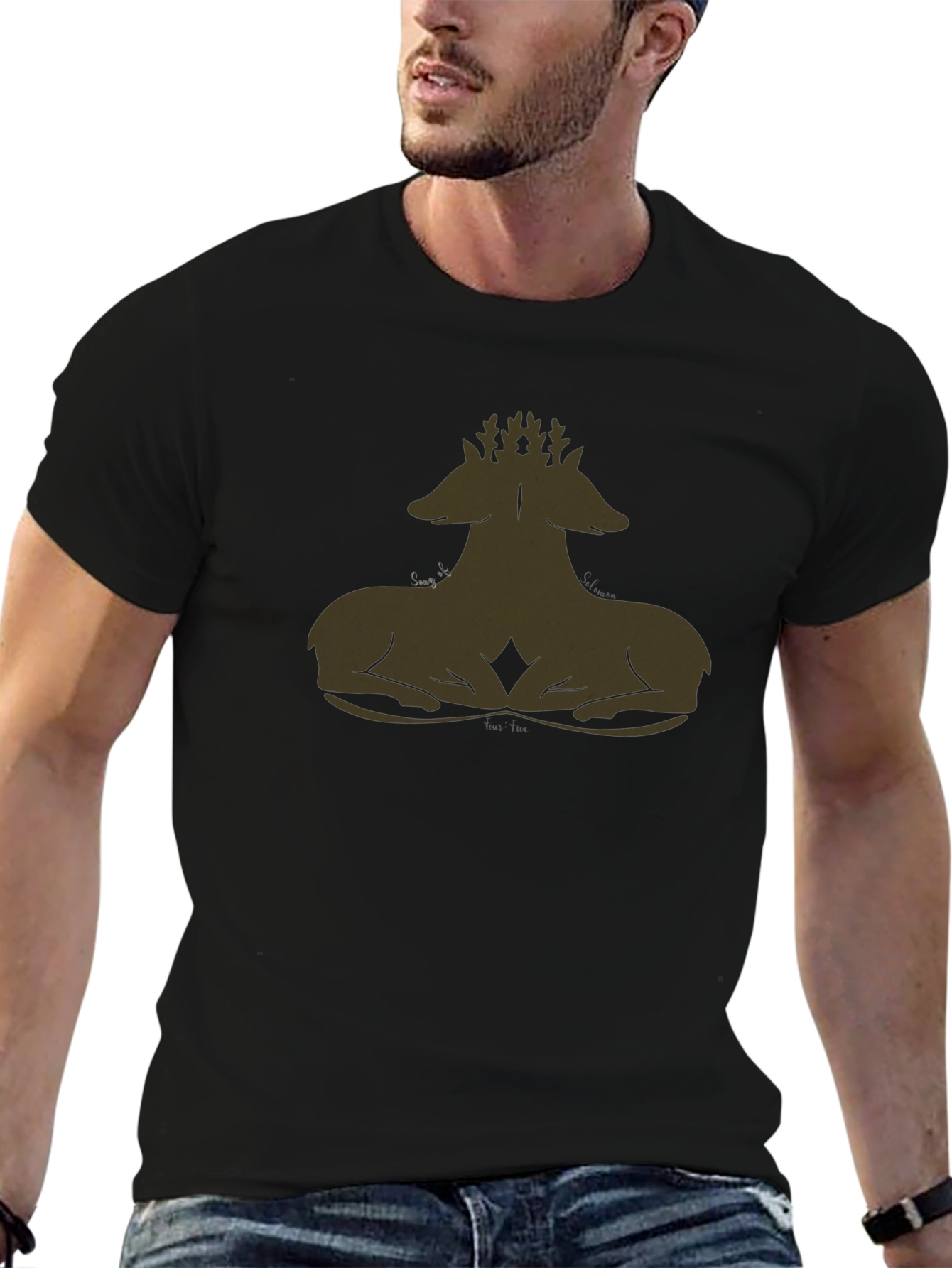 Black T-Shirt with Deer Antler Design