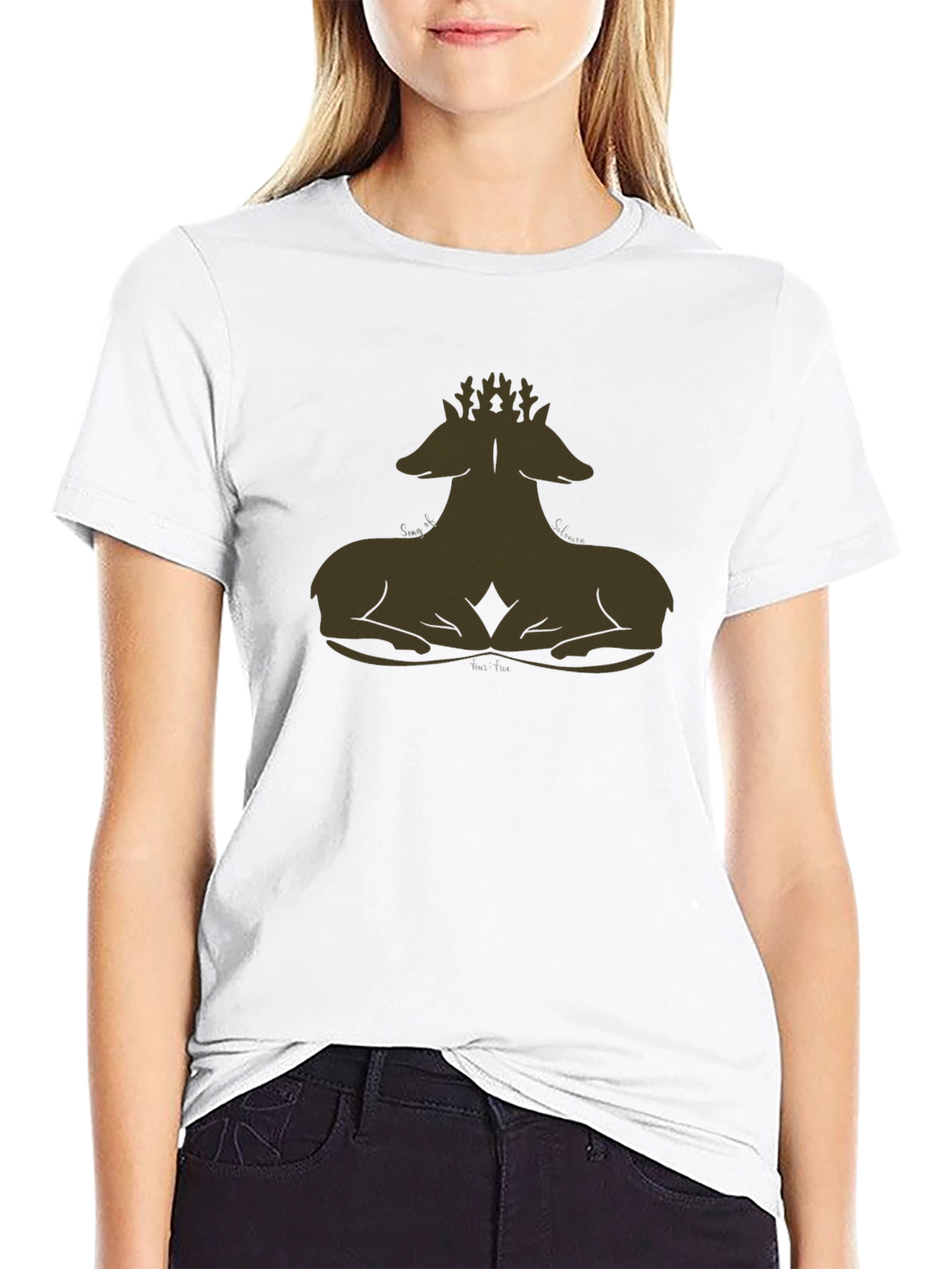 Black T-Shirt with Deer Antler Design