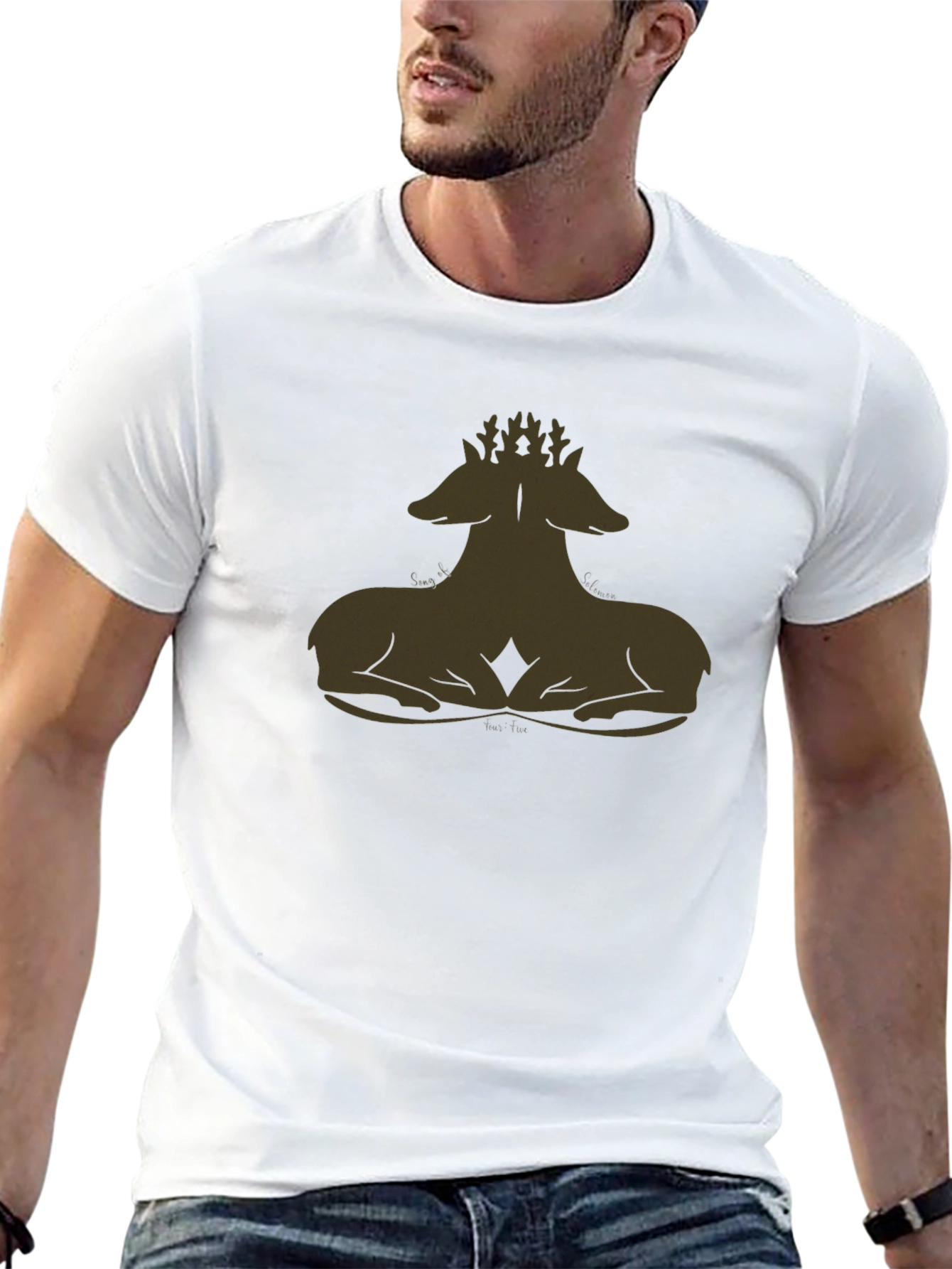 Black T-Shirt with Deer Antler Design