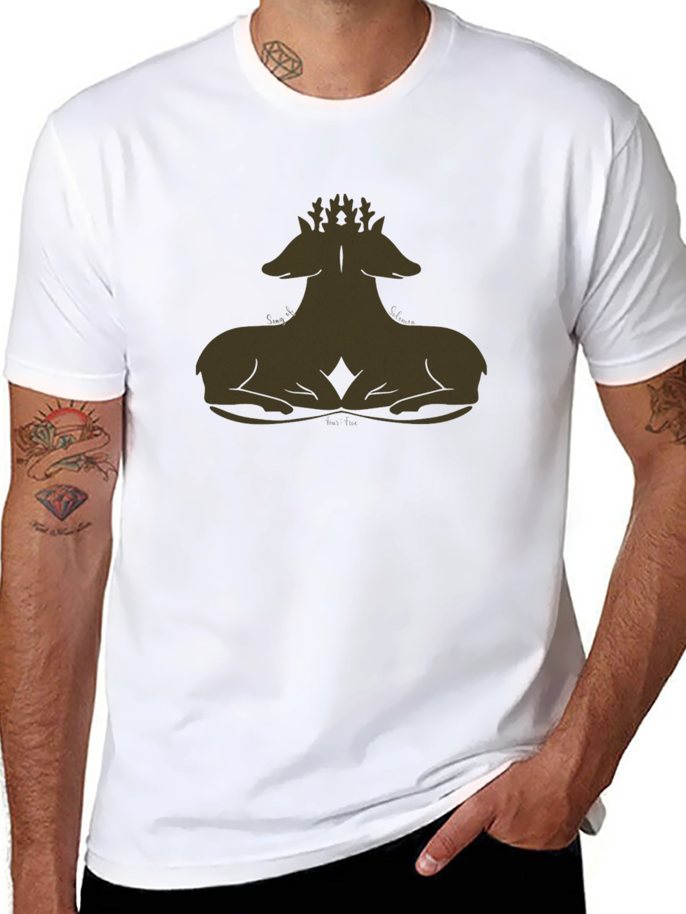 Black T-Shirt with Deer Antler Design