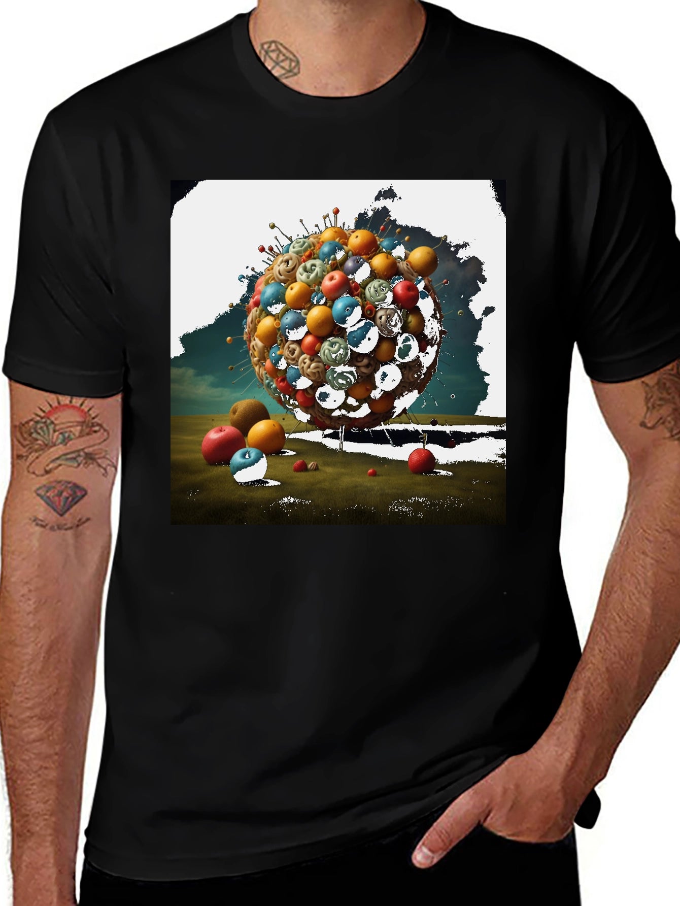 Surreal Fruit Sphere Graphic Tee