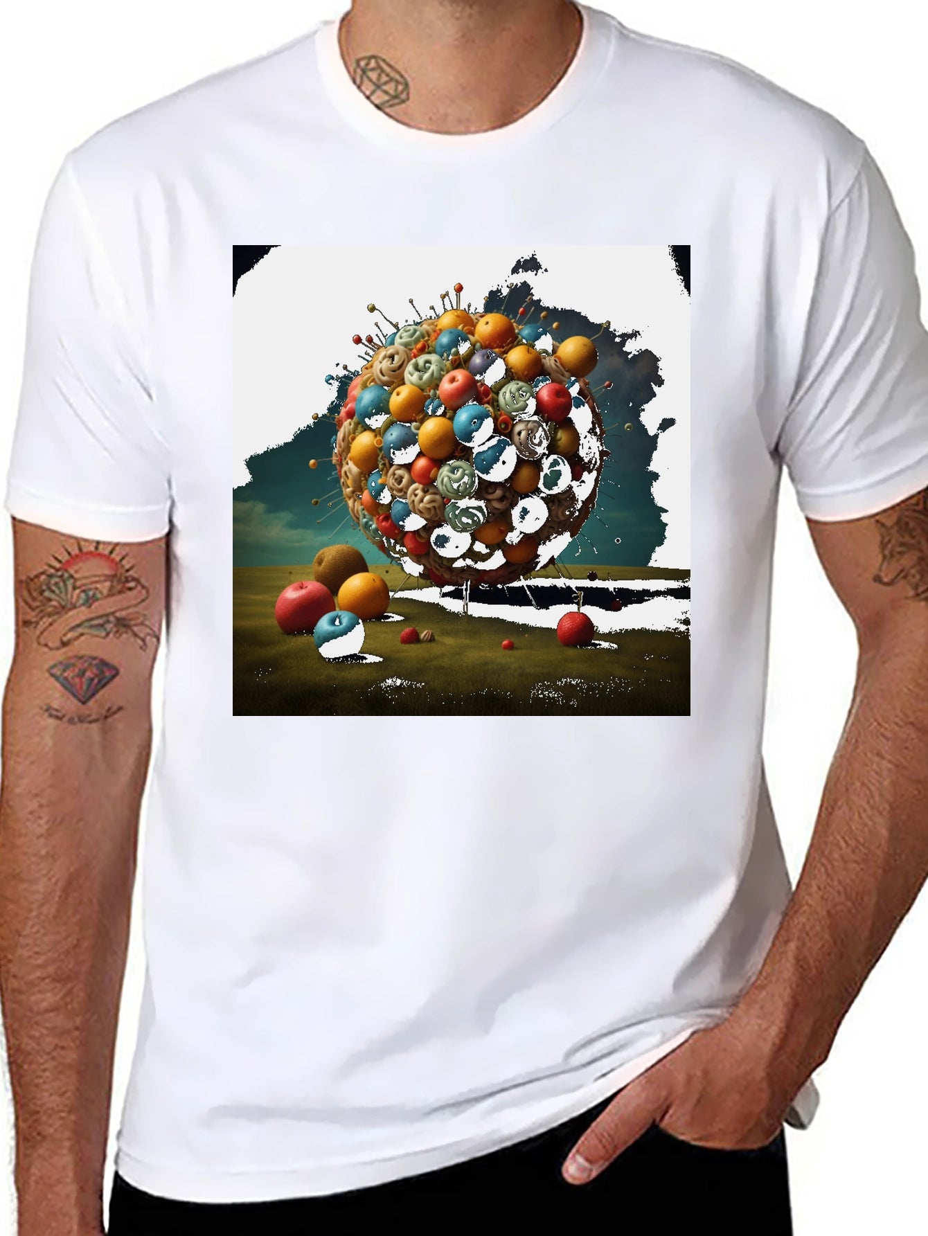Surreal Fruit Sphere Graphic Tee