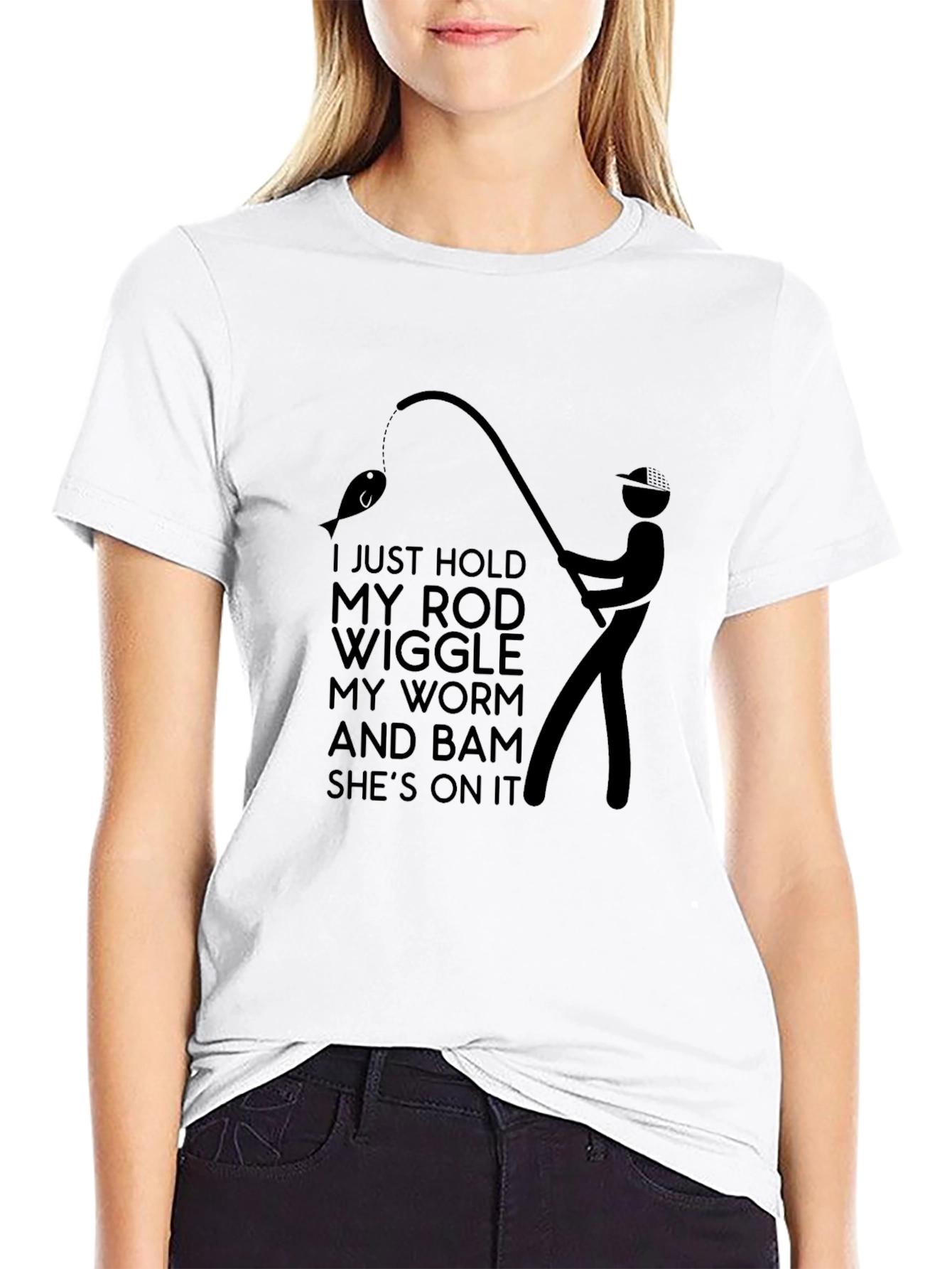 Fishing Humor T-Shirt: Rod Worm and Bam!