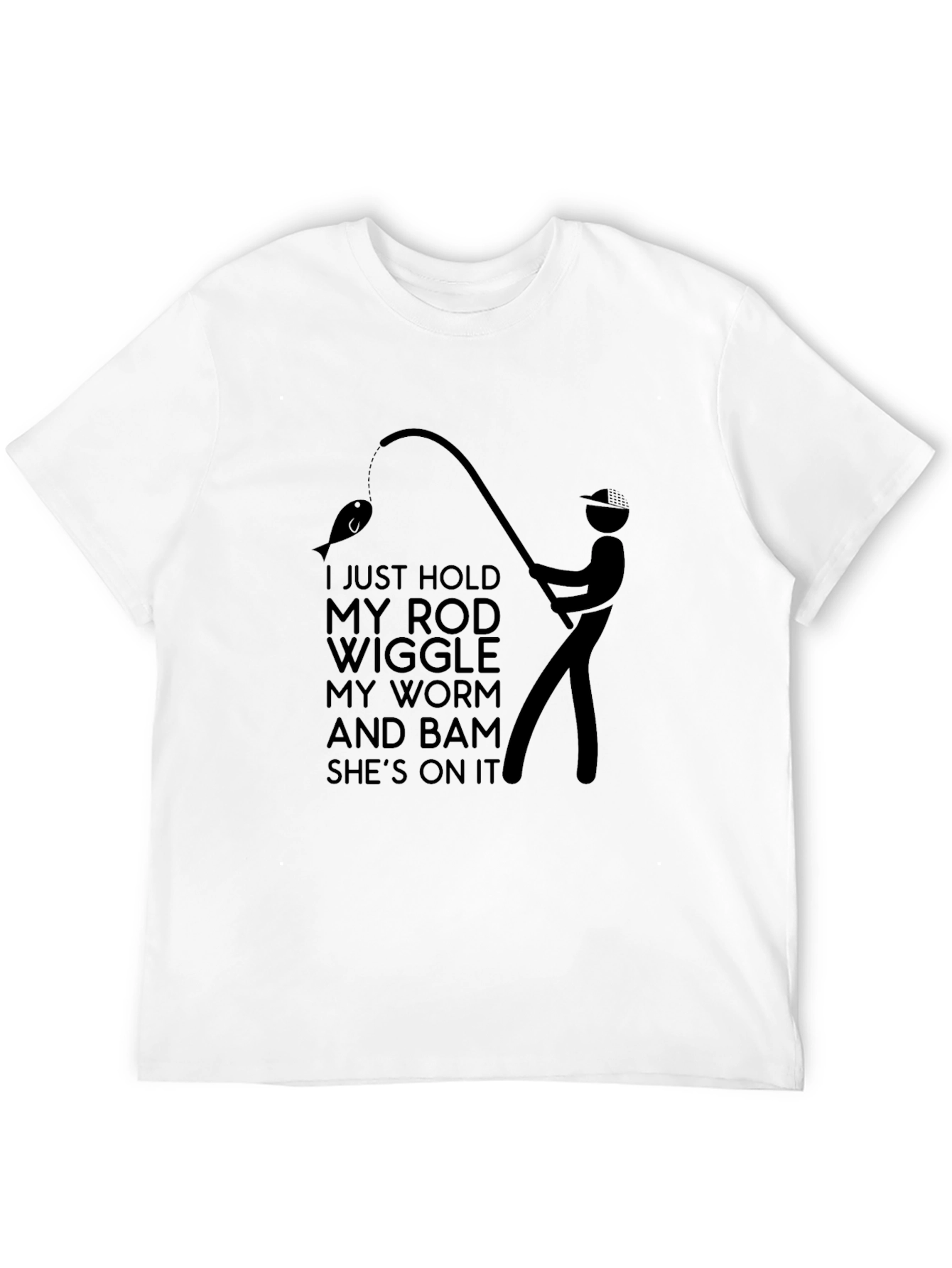 Fishing Humor T-Shirt: Rod Worm and Bam!