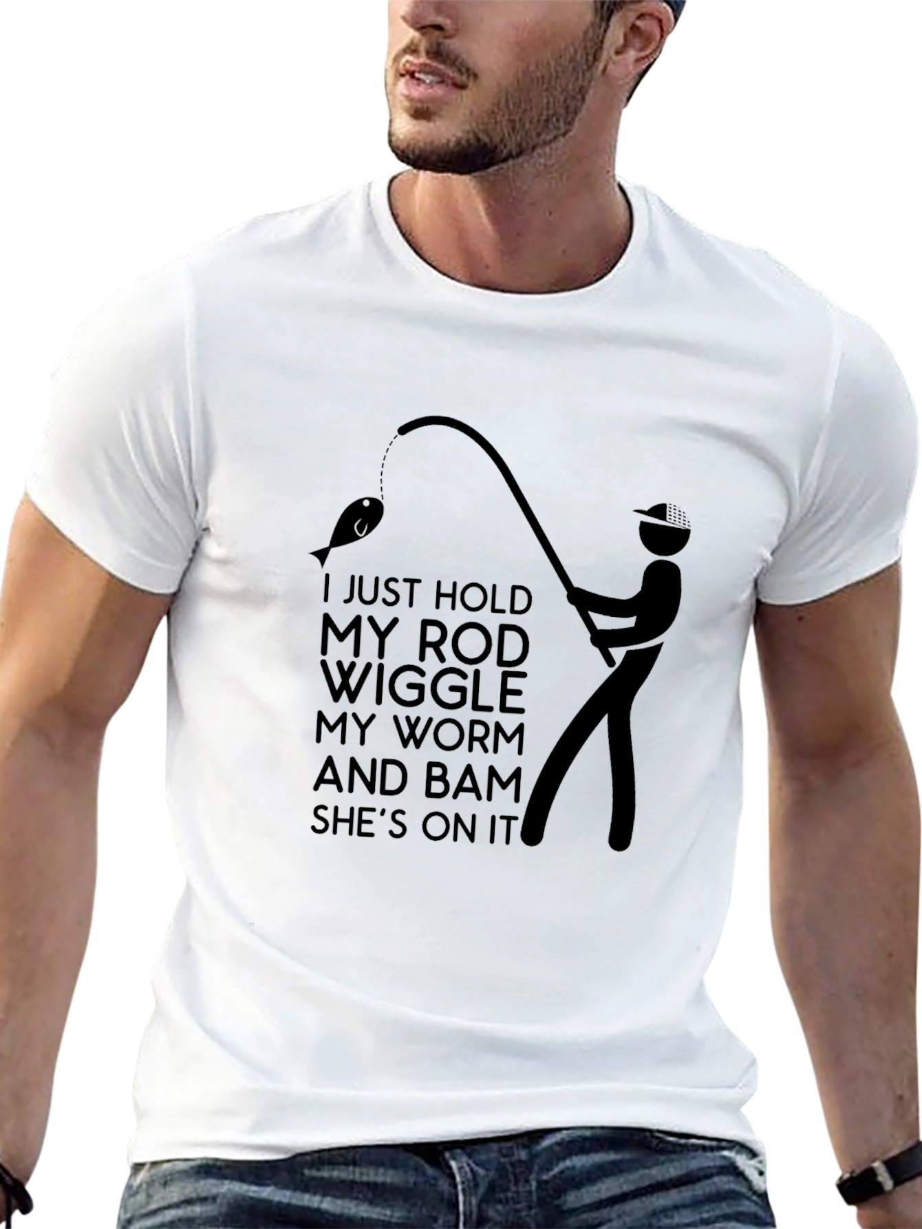 Fishing Humor T-Shirt: Rod Worm and Bam!