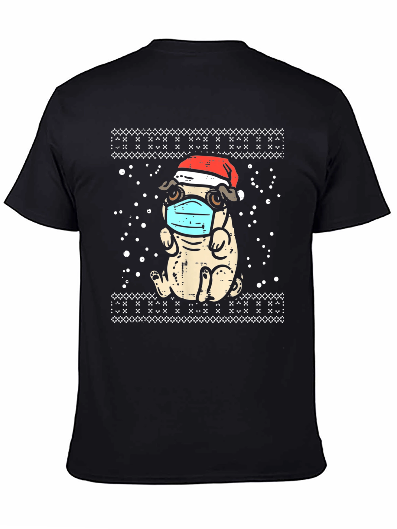 Festive Pug in Mask Holiday Tee