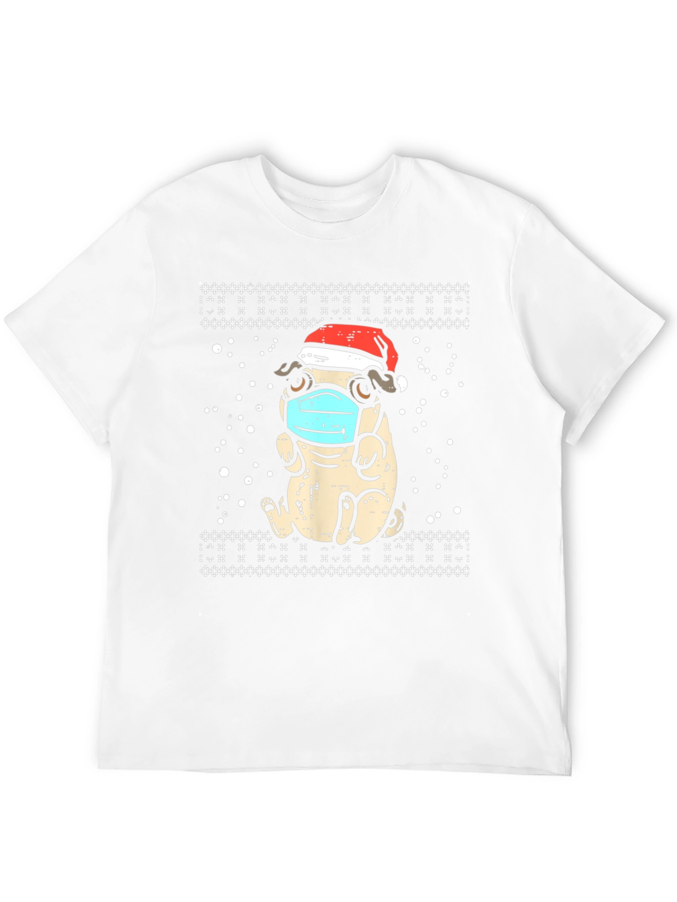Festive Pug in Mask Holiday Tee