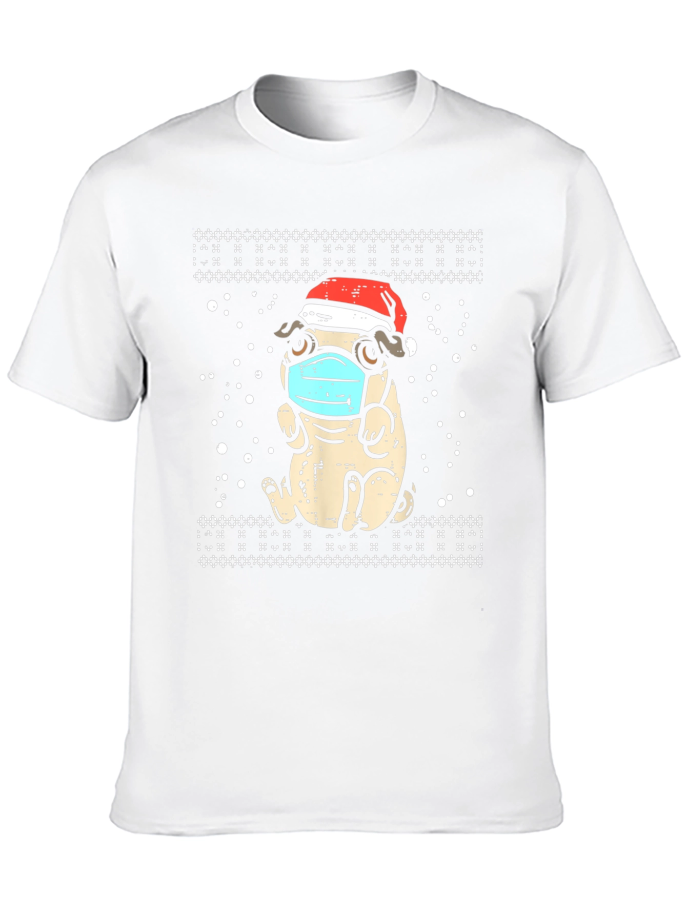 Festive Pug in Mask Holiday Tee