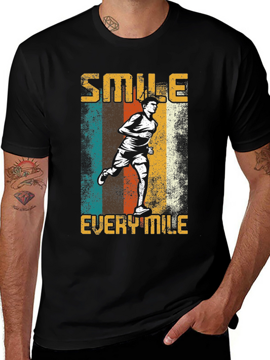 Smile Every Mile Retro Runner Graphic T-Shirt