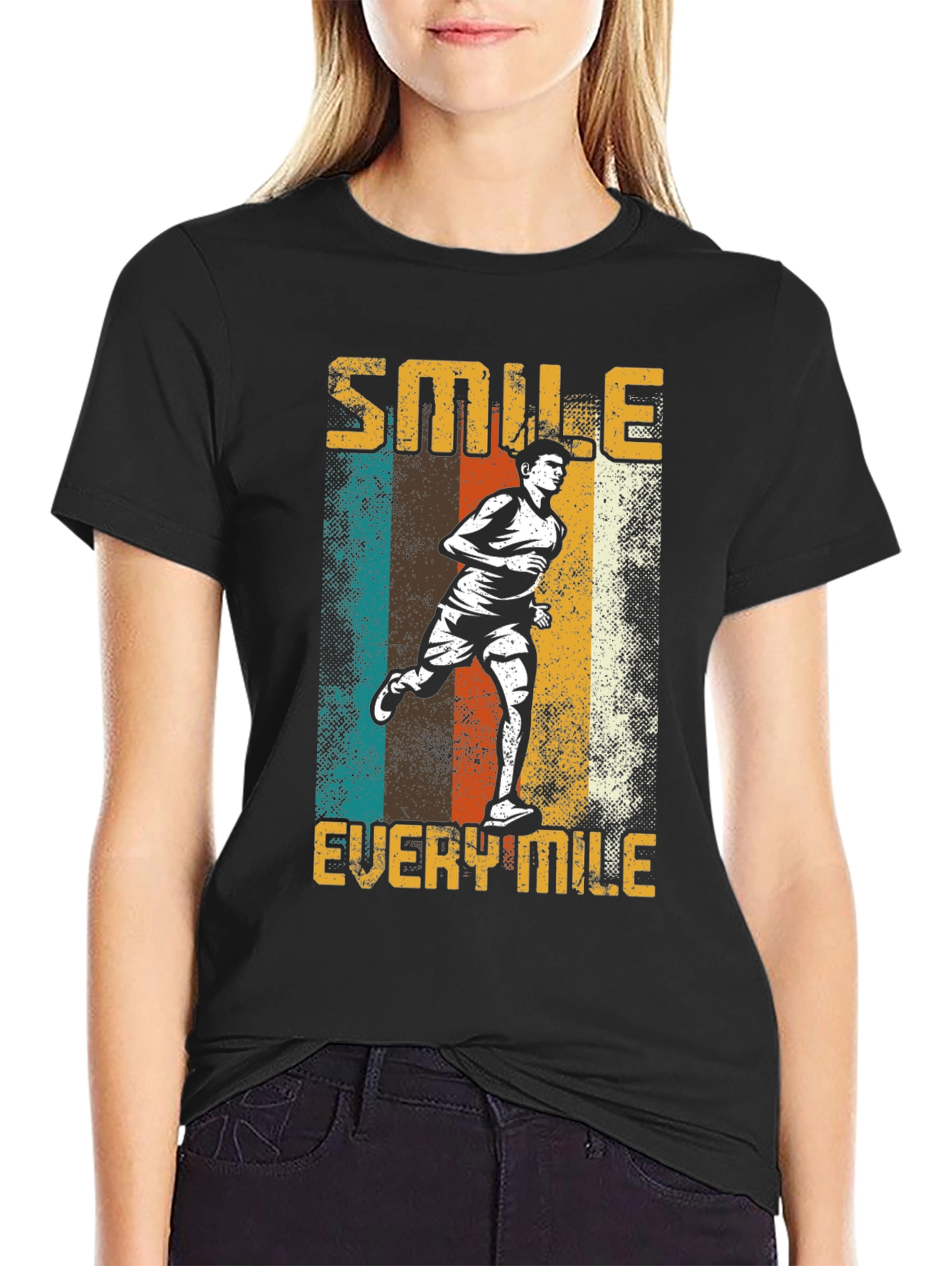 Smile Every Mile Retro Runner Graphic T-Shirt