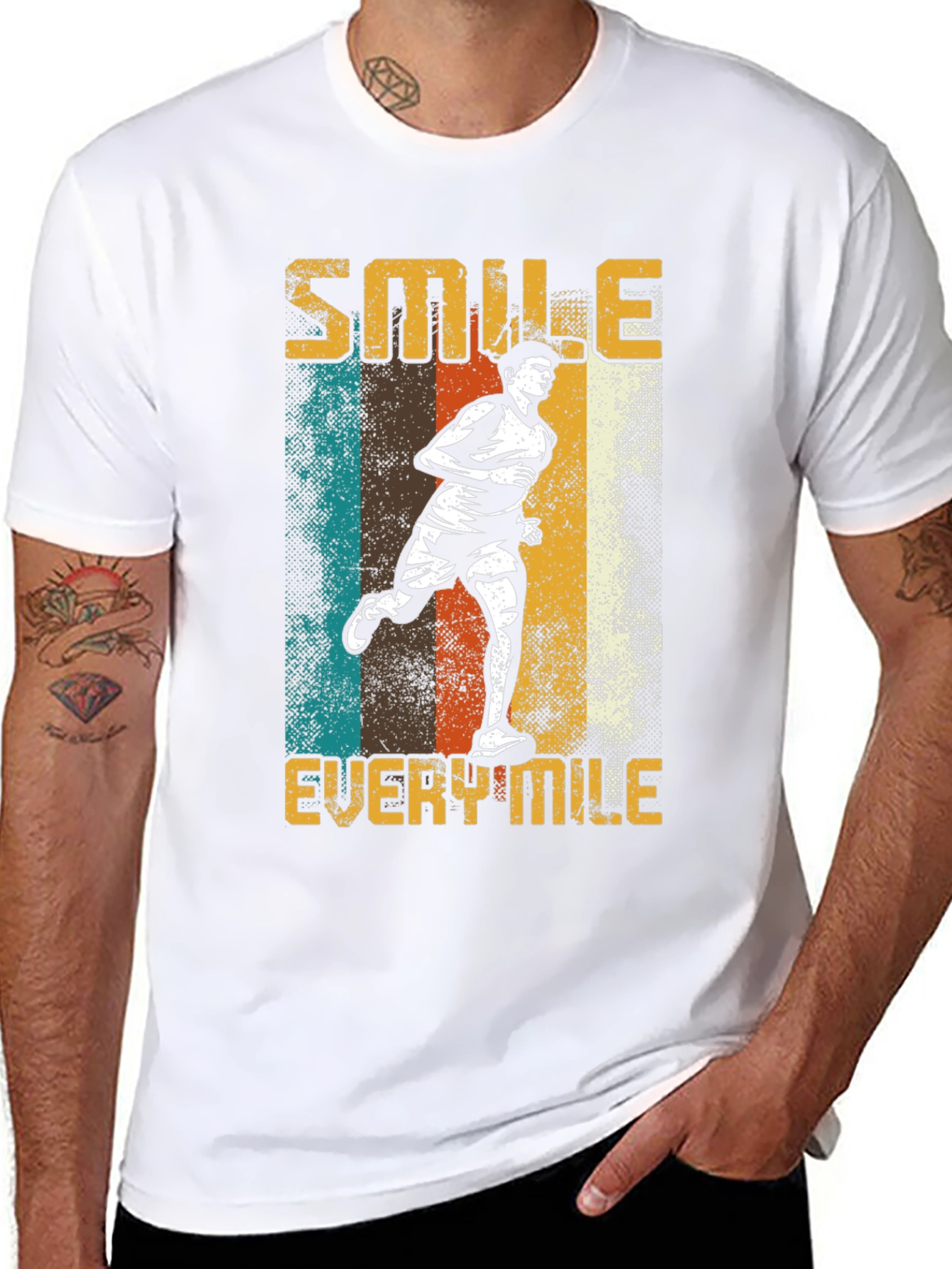 Smile Every Mile Retro Runner Graphic T-Shirt
