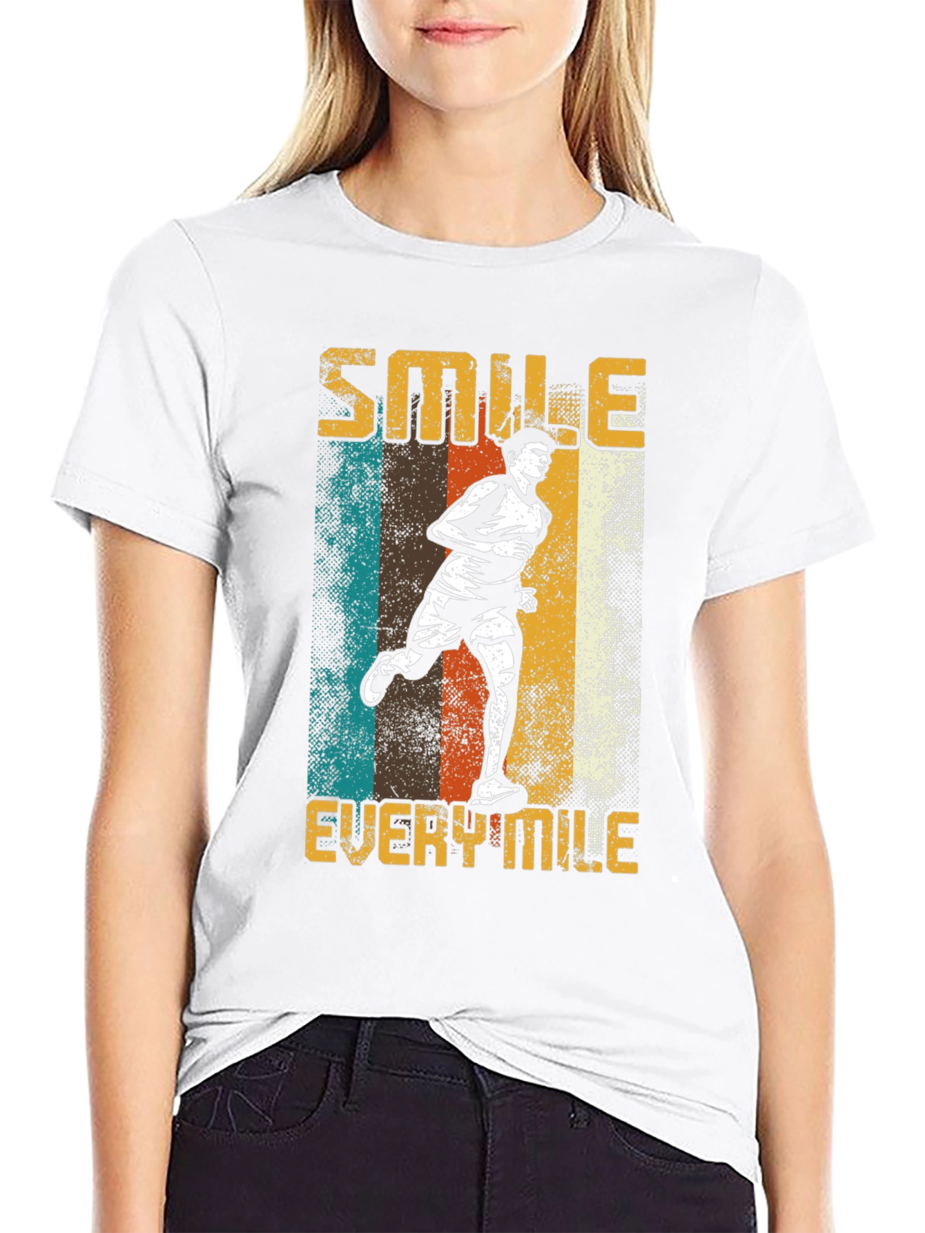 Smile Every Mile Retro Runner Graphic T-Shirt