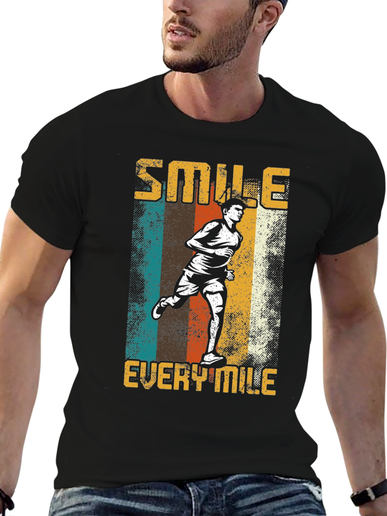 Smile Every Mile Retro Runner Graphic T-Shirt
