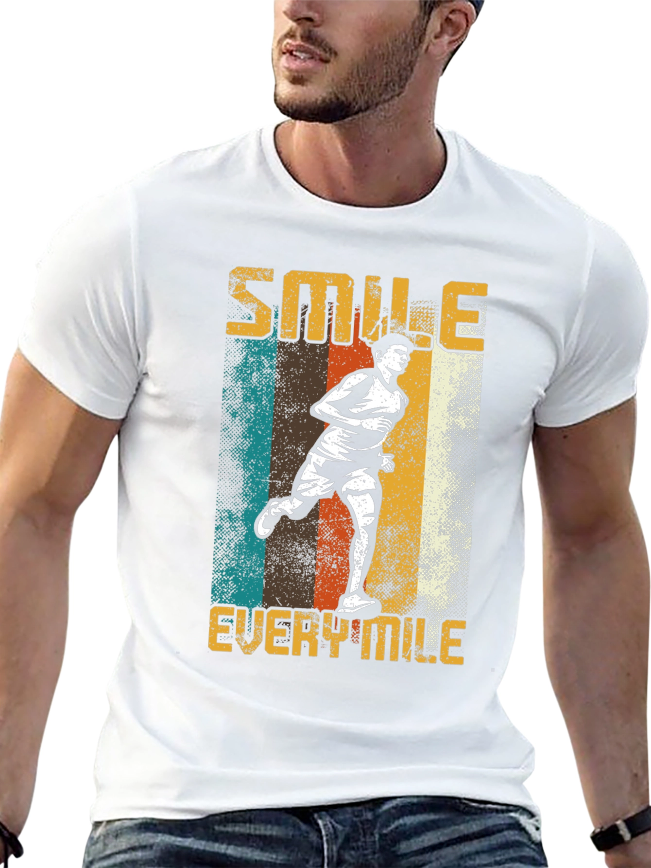 Smile Every Mile Retro Runner Graphic T-Shirt