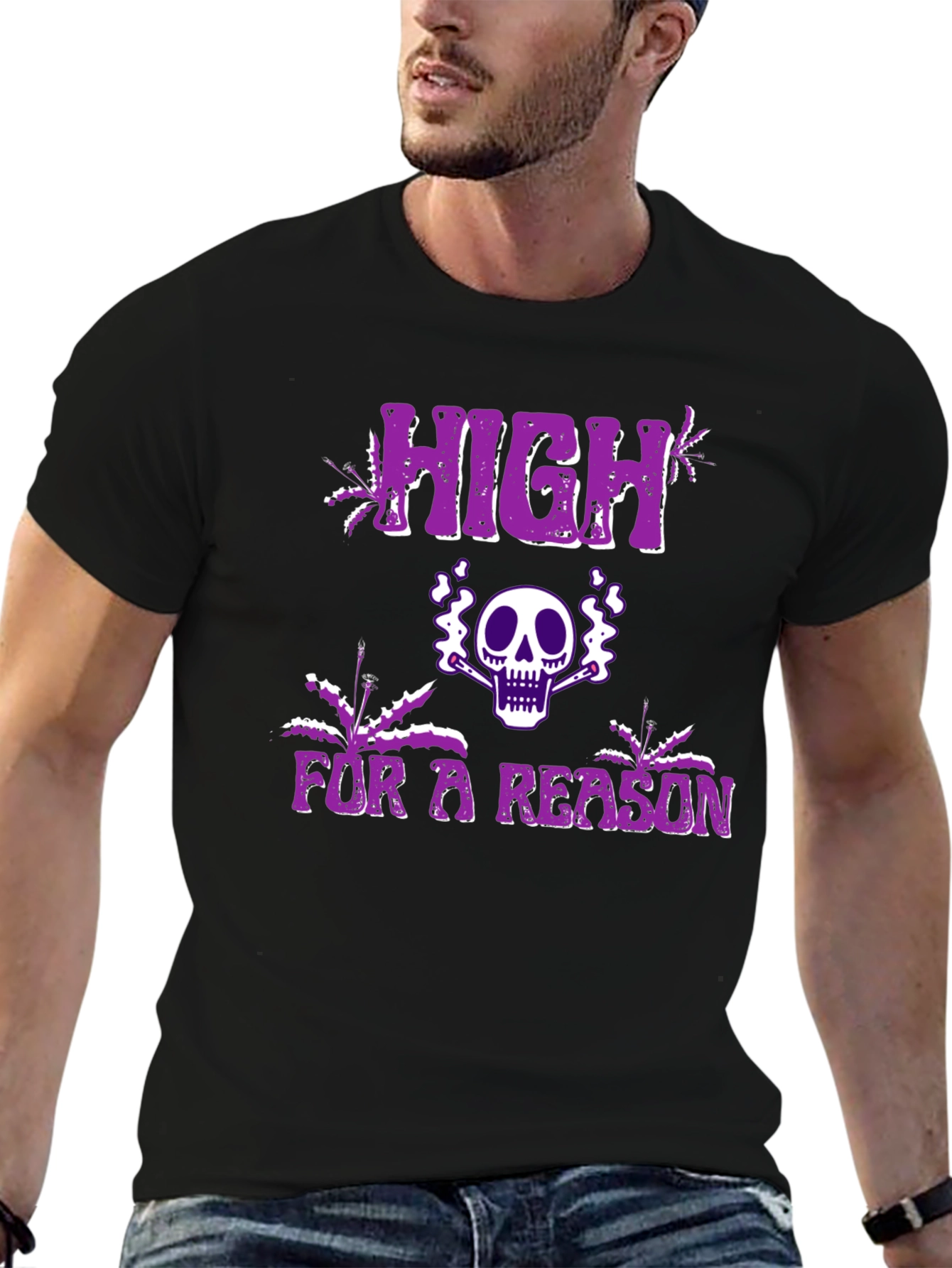 High For A Reason Graphic Tee - Black