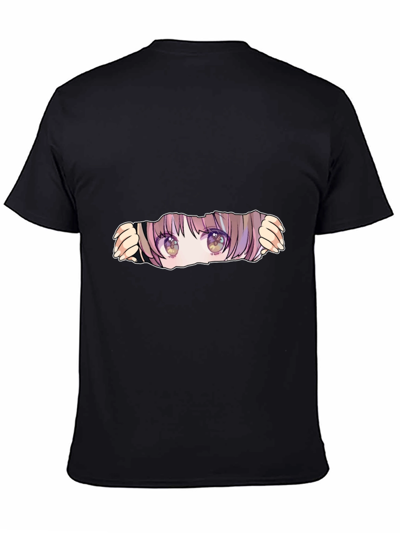 Anime Eyes Peek Black T-Shirt