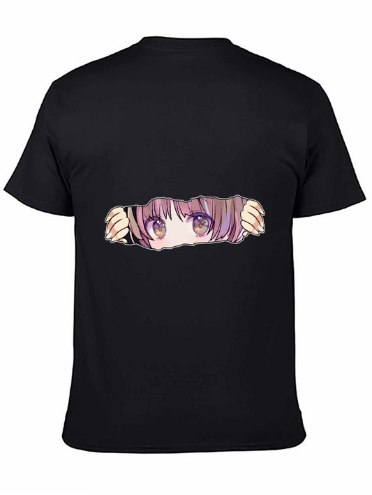 Anime Eyes Peek Black T-Shirt
