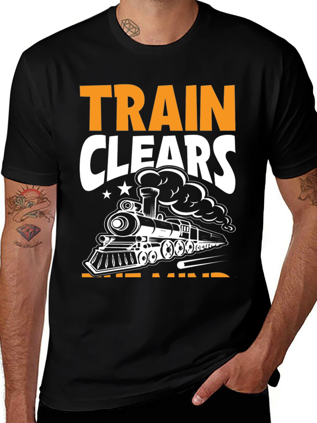 Train Clears the Mind Black T-Shirt