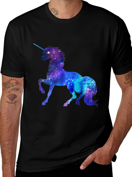 Galaxy Unicorn Black Tee - Magical Style