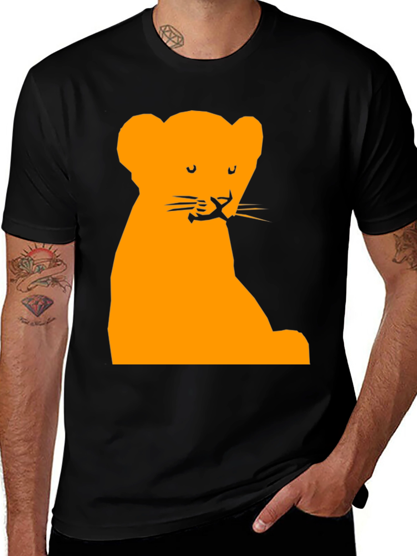 Lion Cub Graphic Tee - Soft Black Cotton