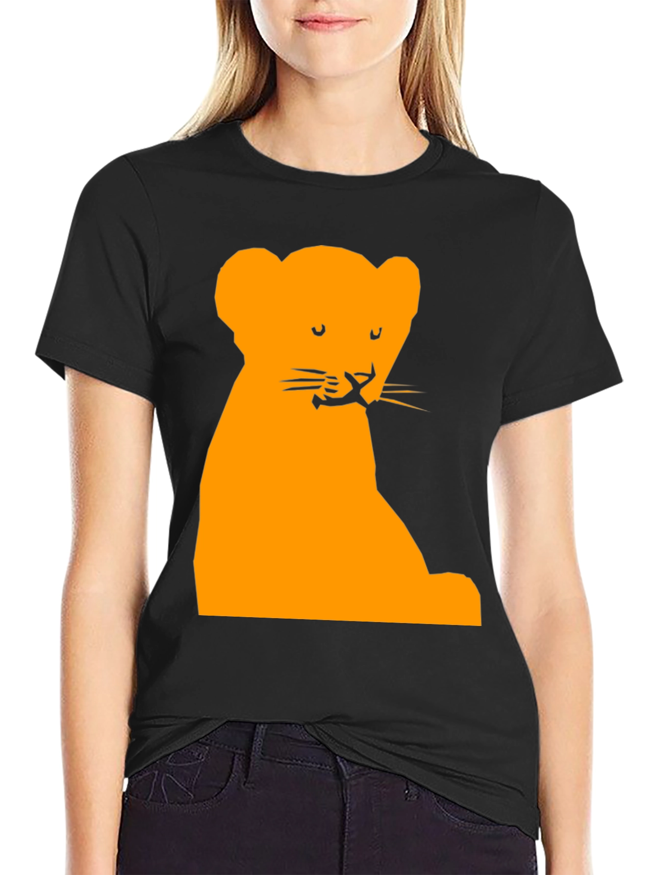 Lion Cub Graphic Tee - Soft Black Cotton