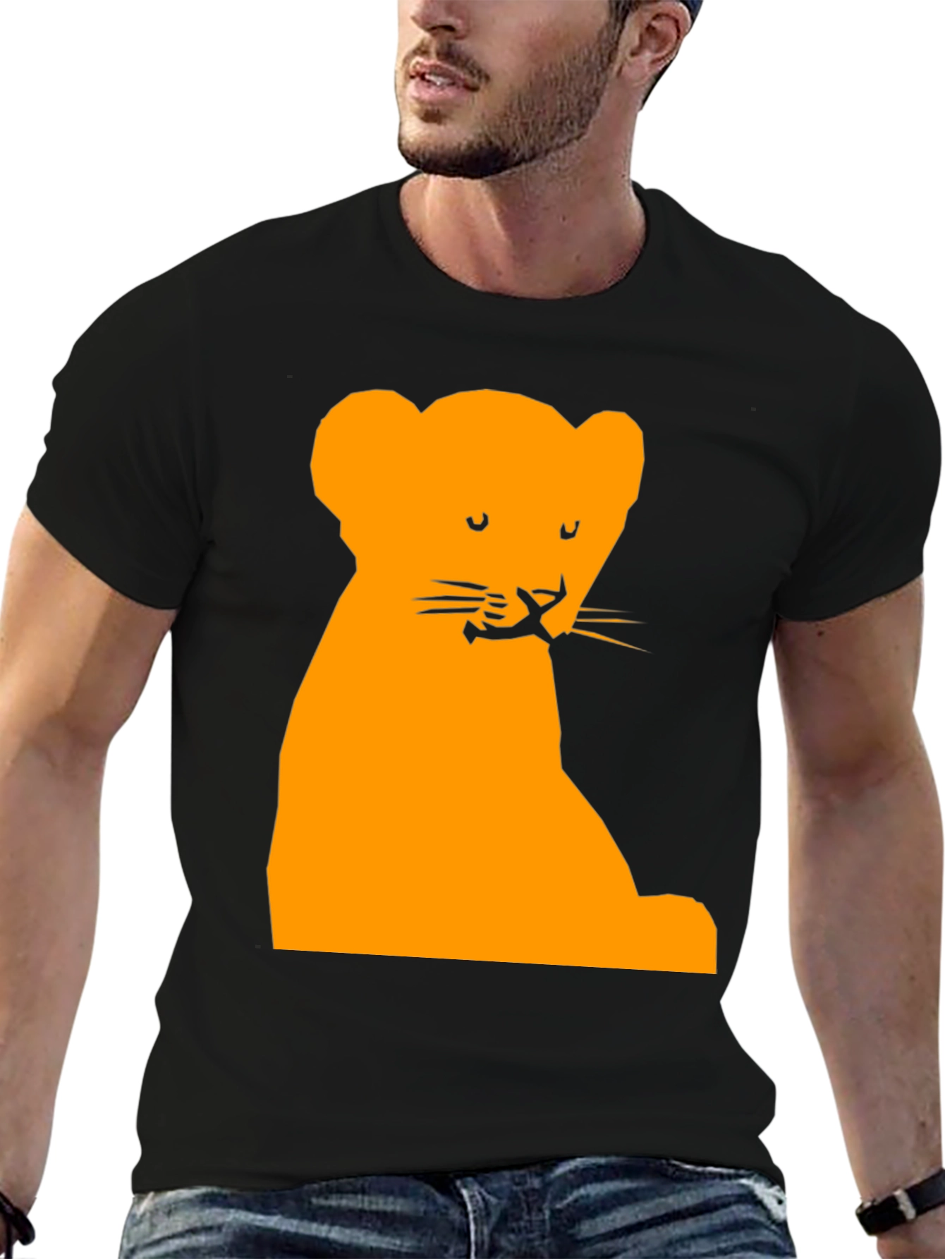 Lion Cub Graphic Tee - Soft Black Cotton