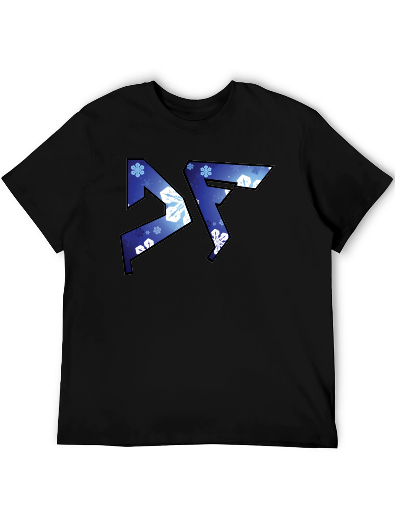 Abstract Snowflake Graphic Black T-Shirt