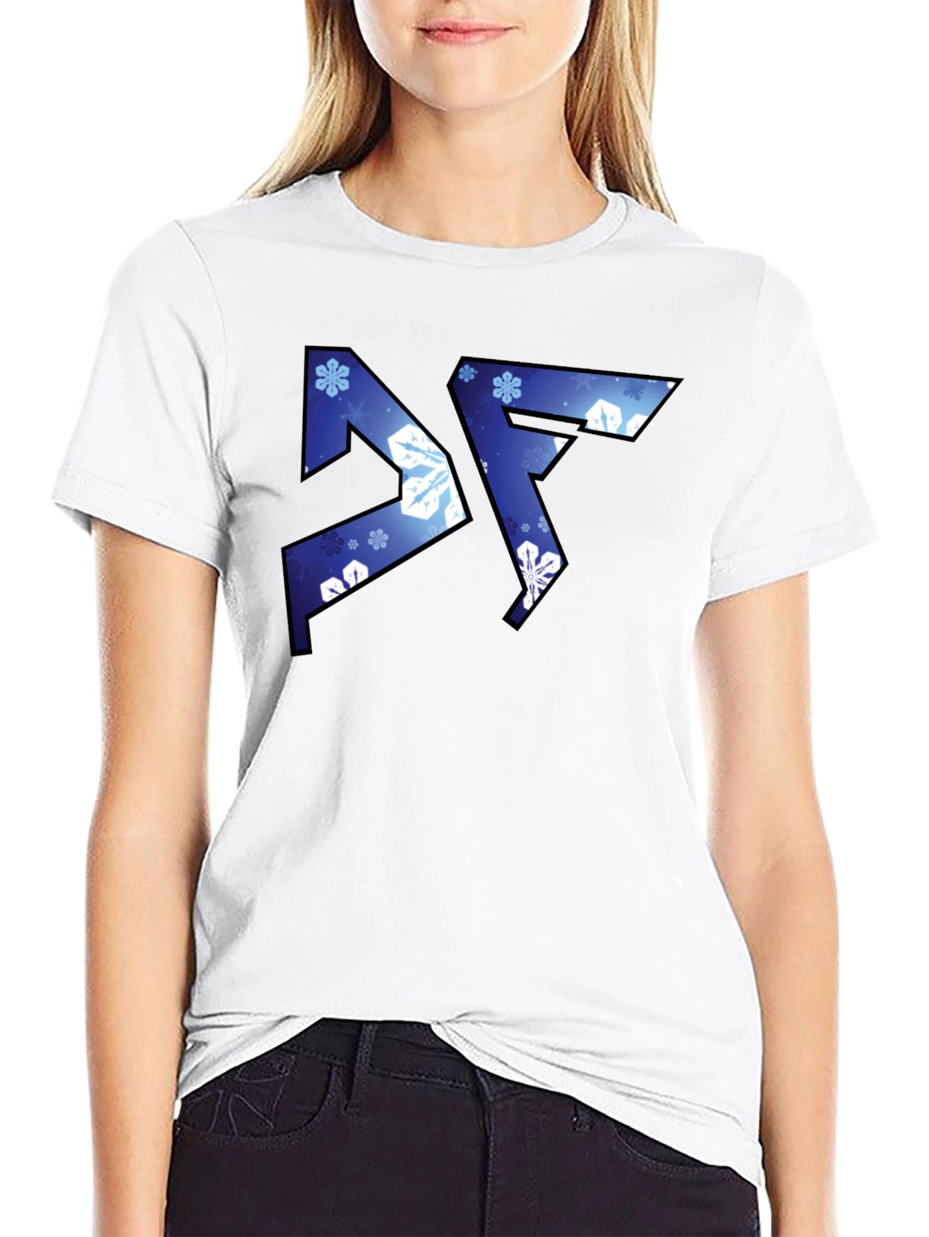 Abstract Snowflake Graphic Black T-Shirt