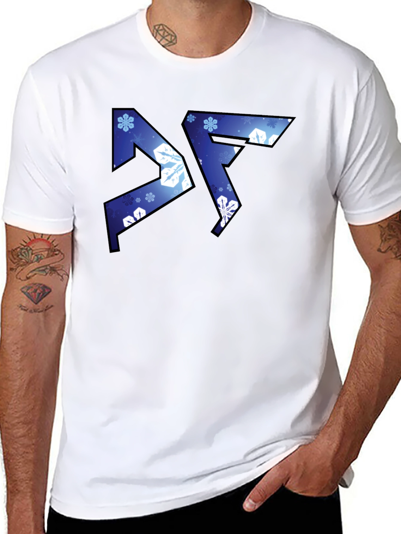 Abstract Snowflake Graphic Black T-Shirt