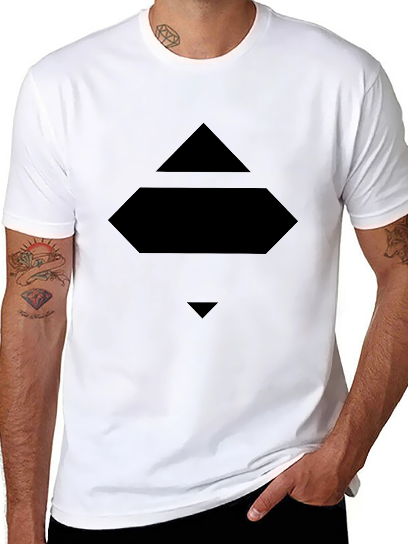 Geometric Graphic Black T-Shirt Modern Design Tee
