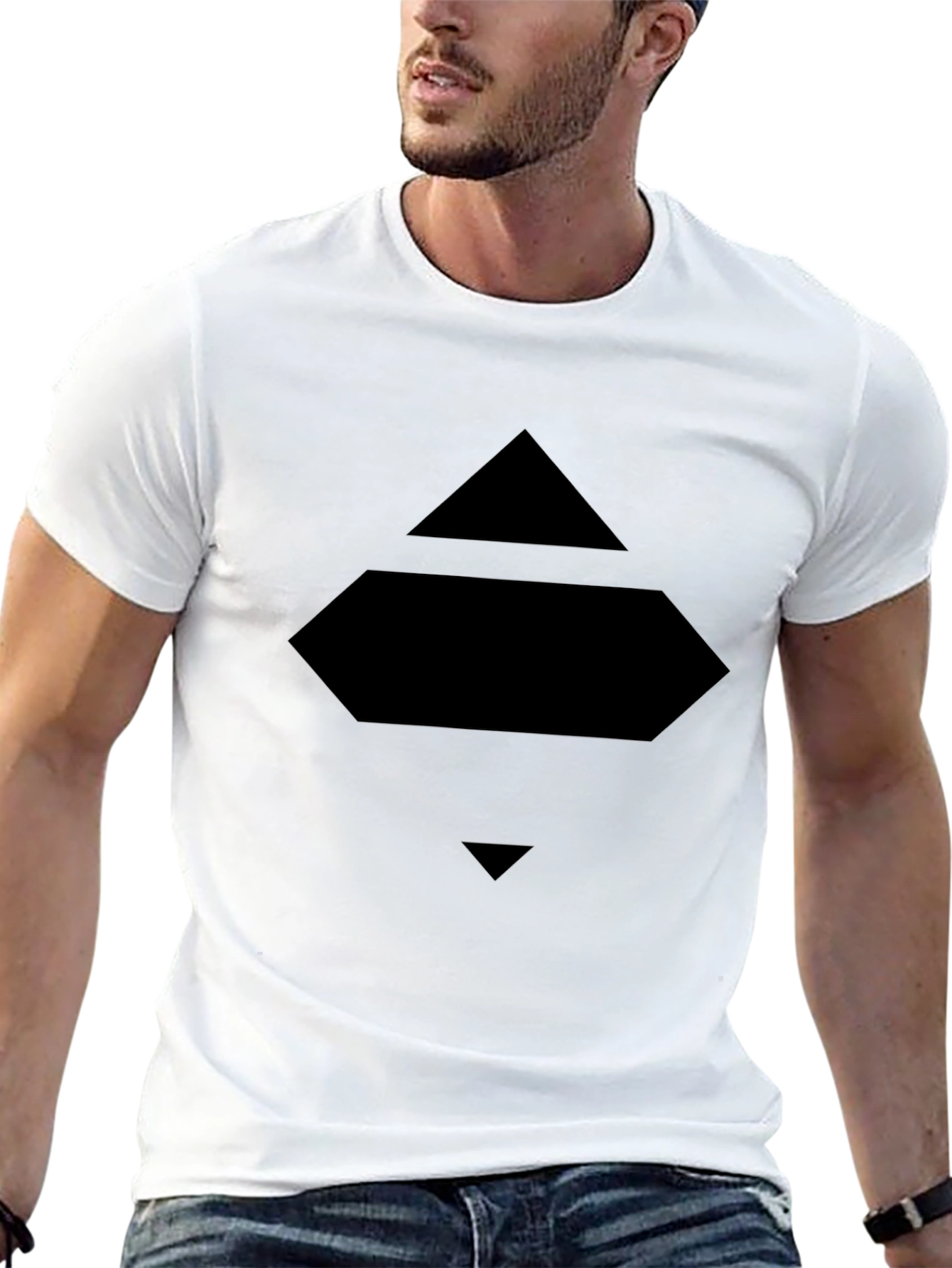 Geometric Graphic Black T-Shirt Modern Design Tee