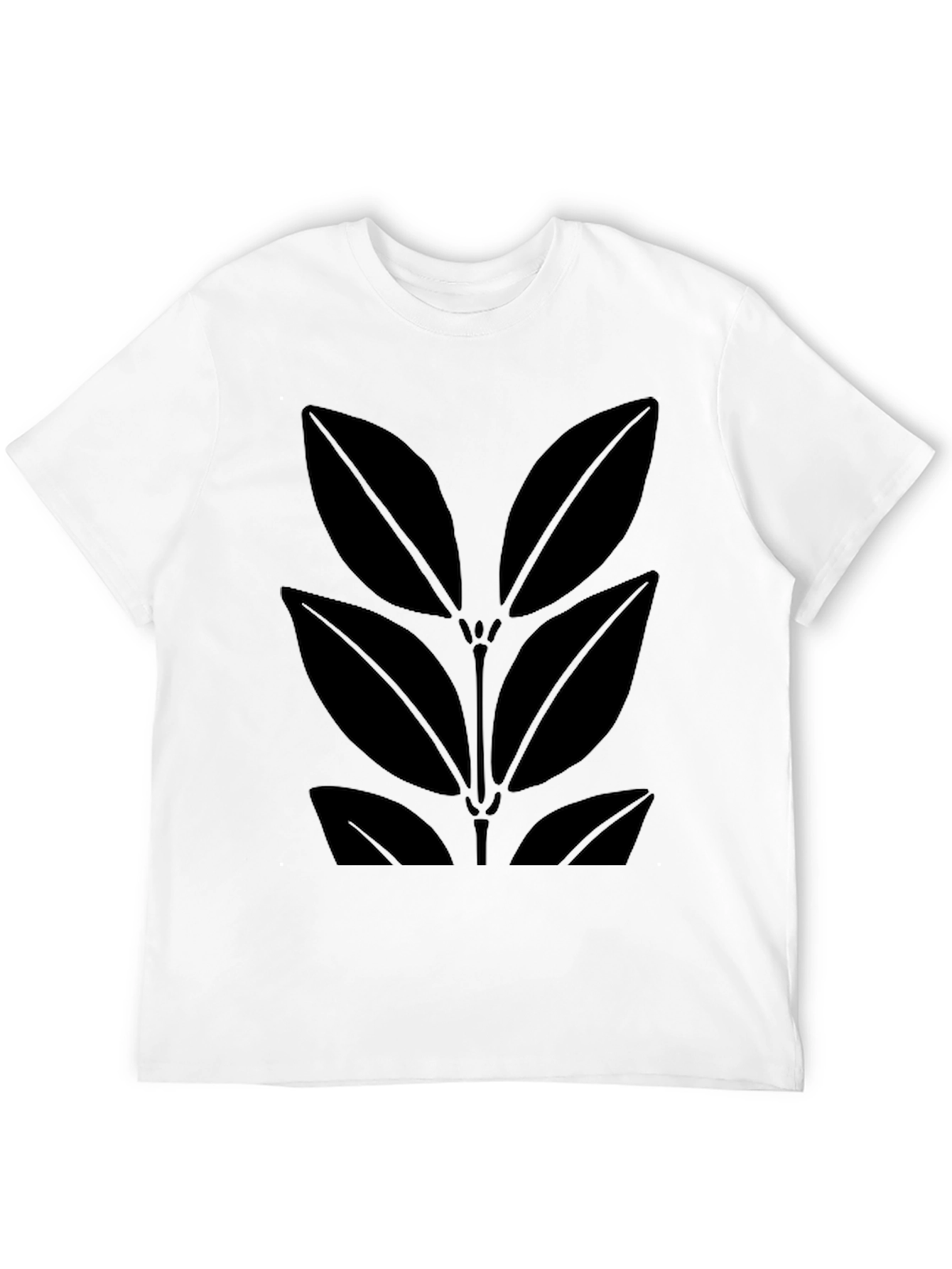 Black Leaf Print Mens T-Shirt