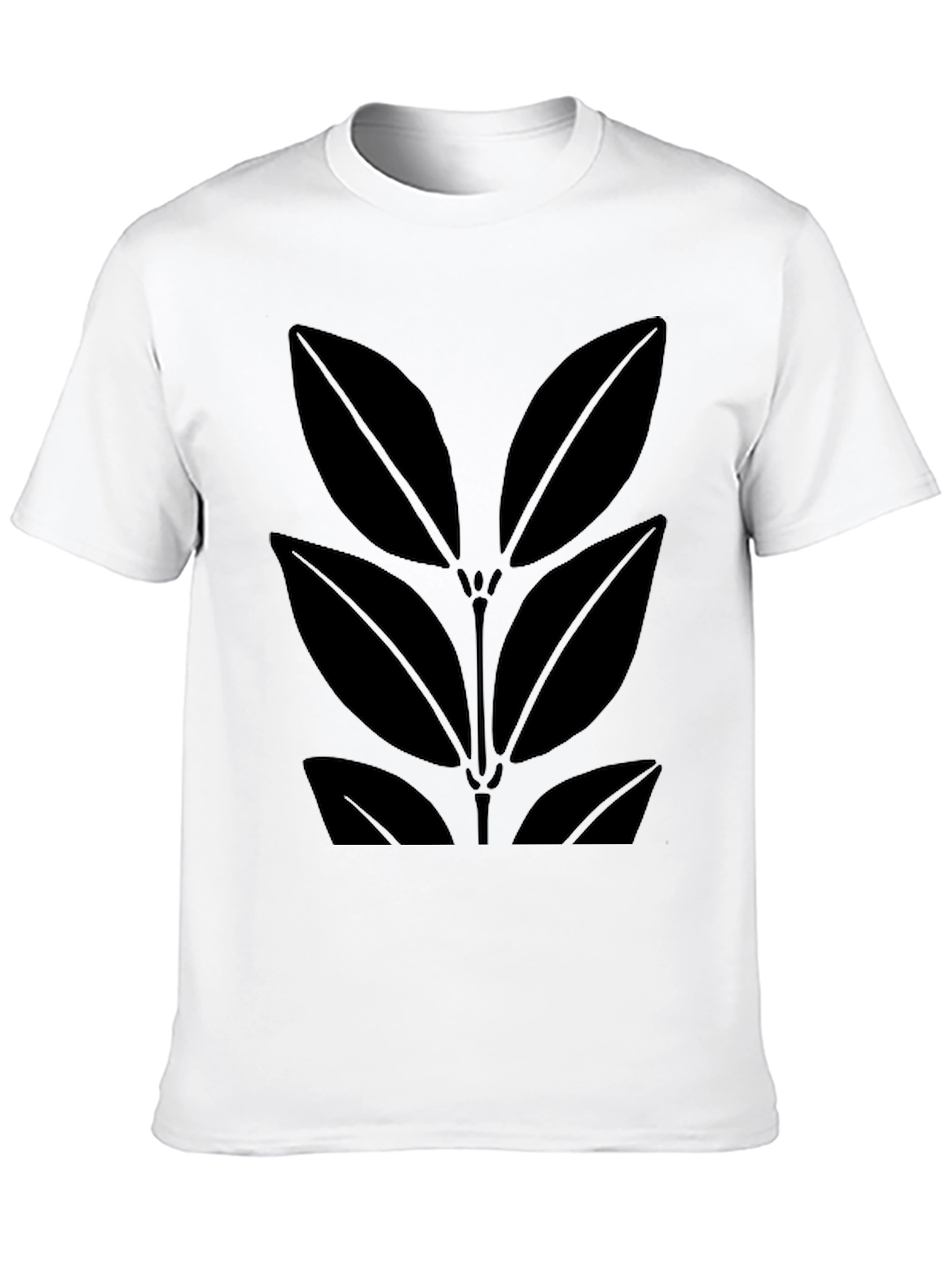 Black Leaf Print Mens T-Shirt