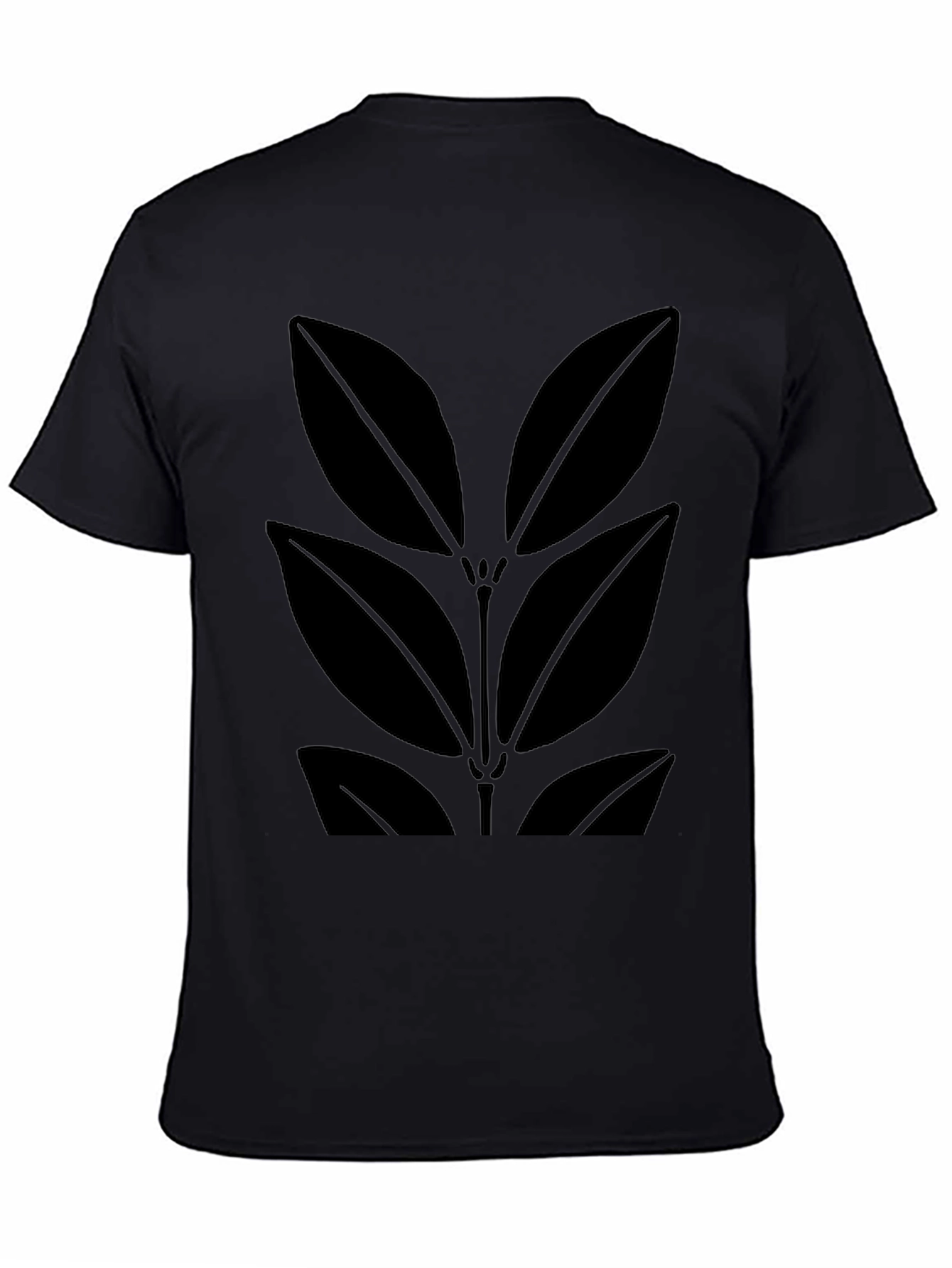 Black Leaf Print Mens T-Shirt